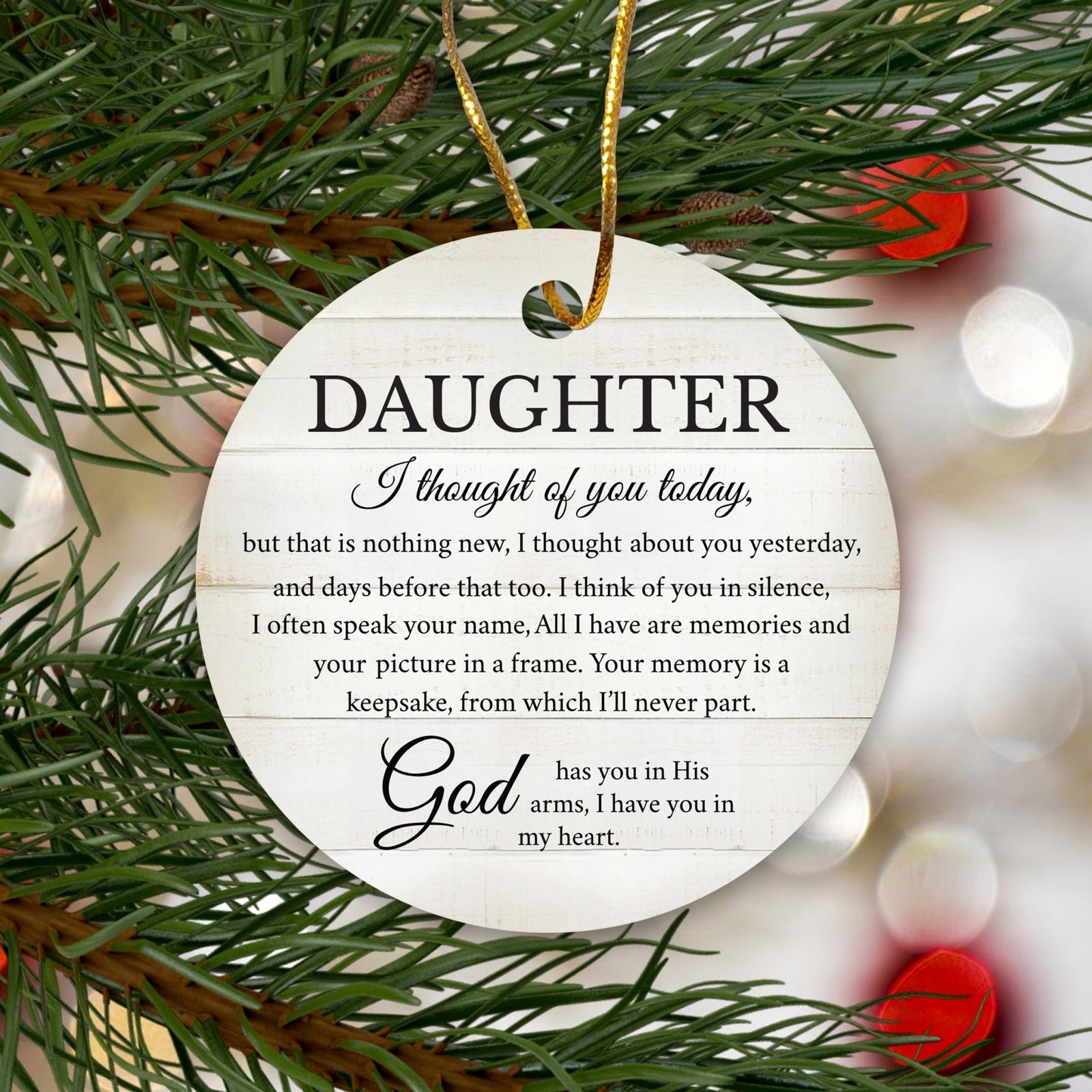 Hanging Memorial Ceramic Ornament for Loss of Loved One - I Thought Of You - LifeSong Milestones