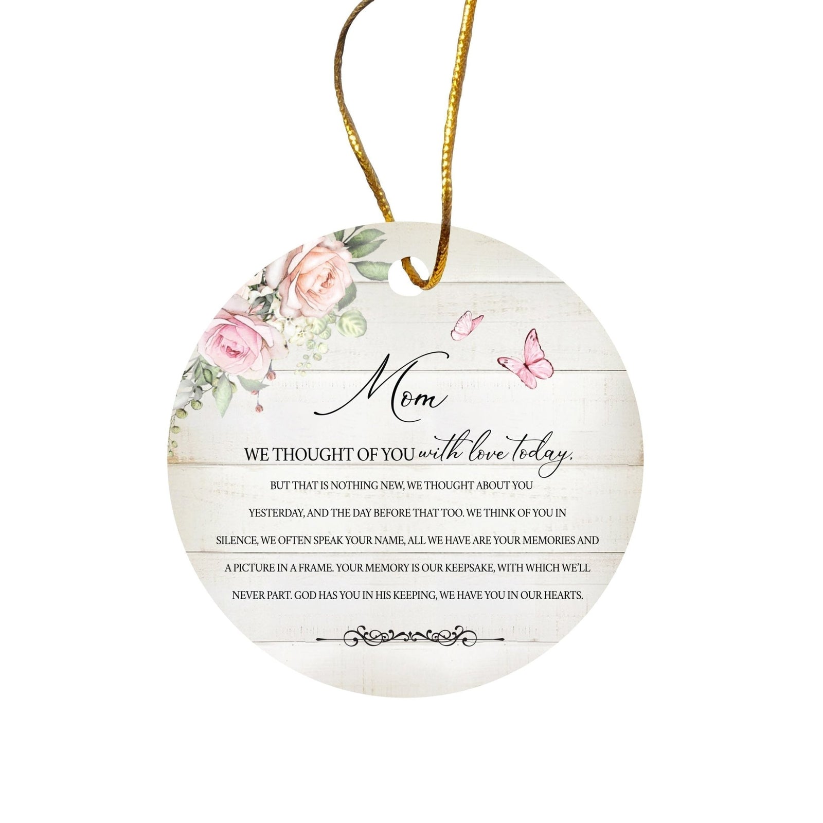 Hanging Memorial Ceramic Ornament for Loss of Loved One - We Thought Of You - LifeSong Milestones