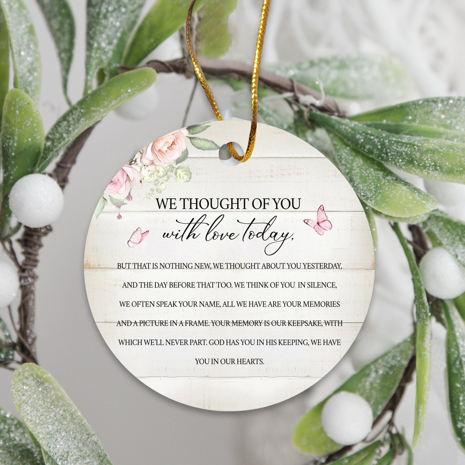 Hanging Memorial Ceramic Ornament for Loss of Loved One - We Thought Of You - LifeSong Milestones