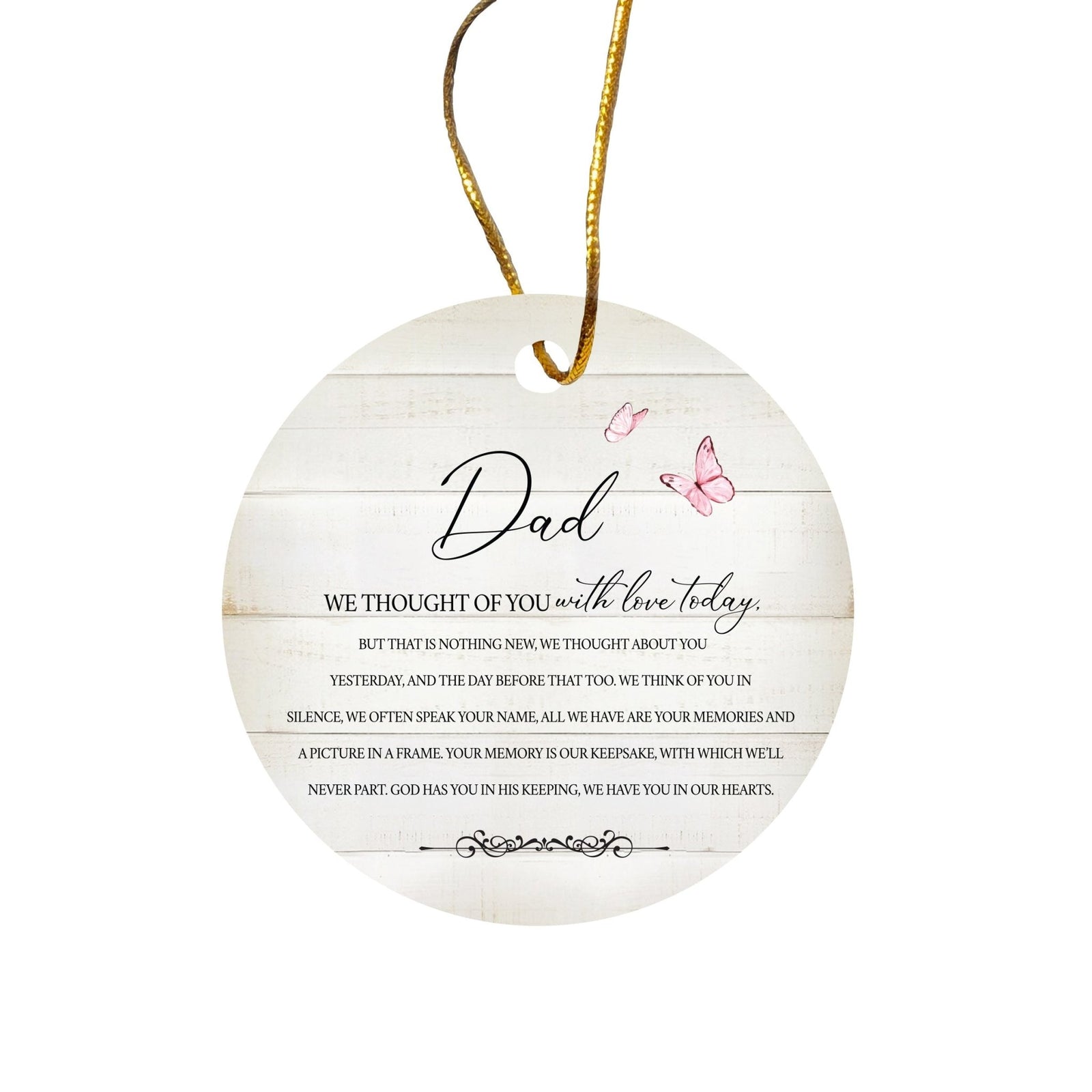 Hanging Memorial Ceramic Ornament for Loss of Loved One - We Thought Of You - LifeSong Milestones