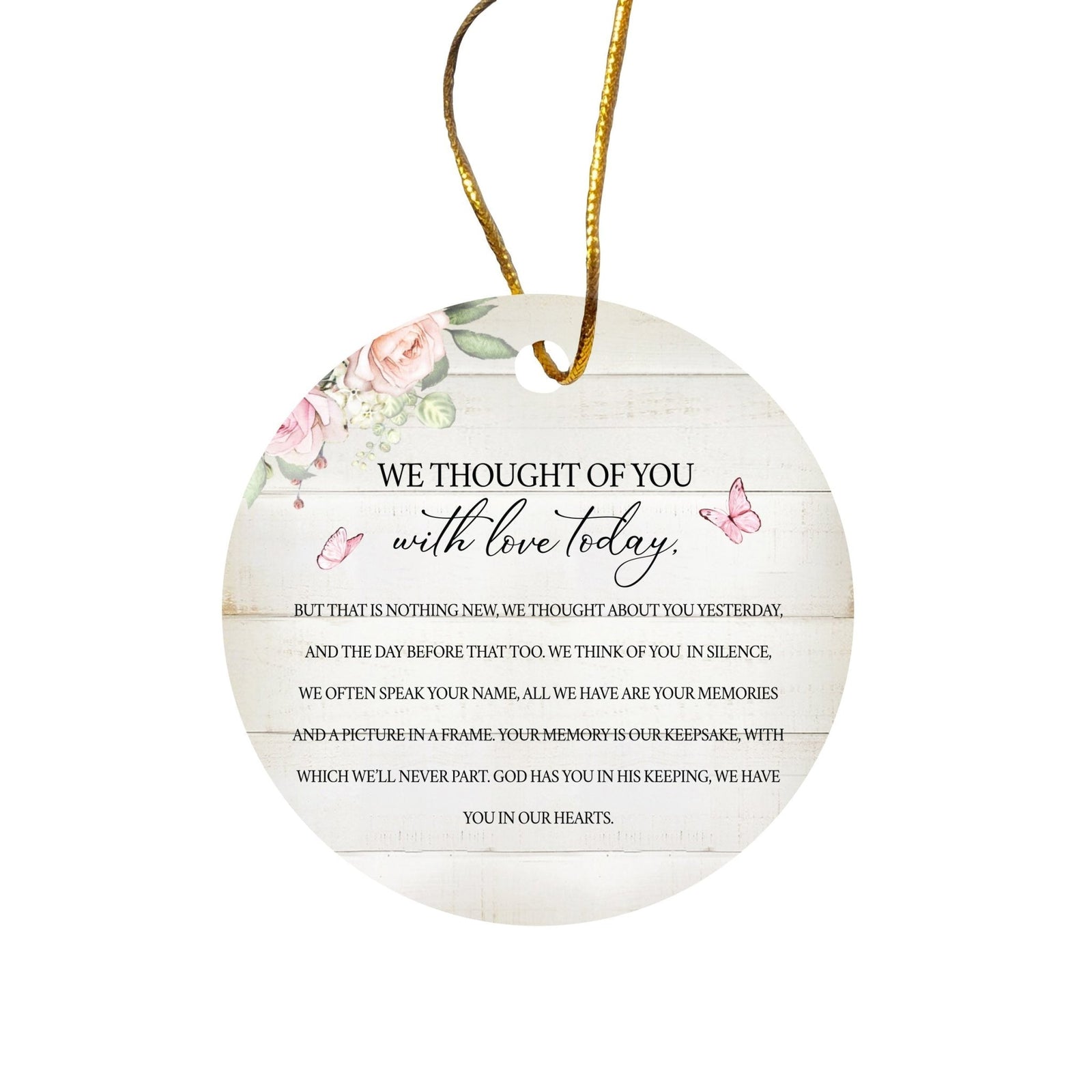 Hanging Memorial Ceramic Ornament for Loss of Loved One - We Thought Of You - LifeSong Milestones