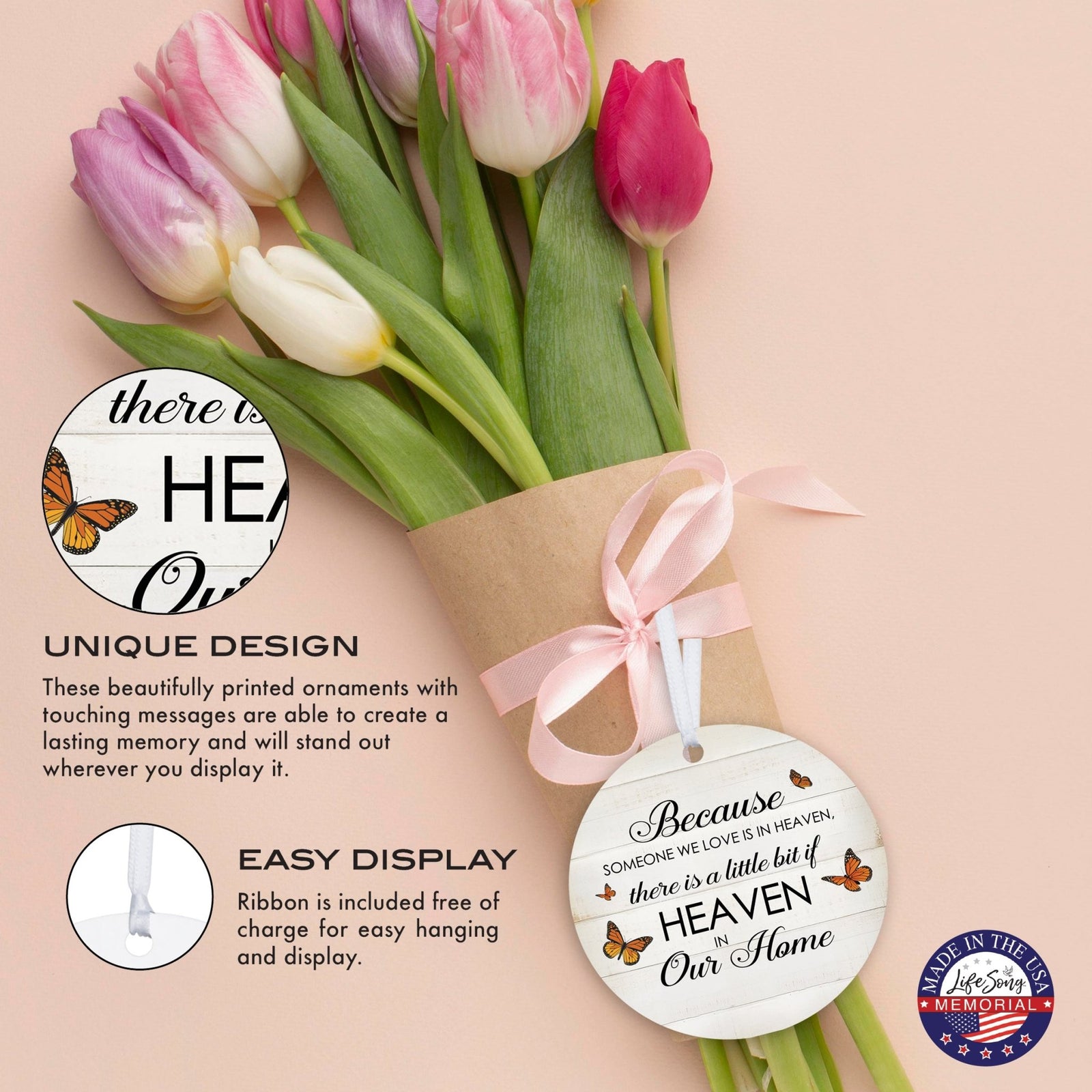 Hanging Memorial Round Ornament for Loss of Loved One - LifeSong Milestones