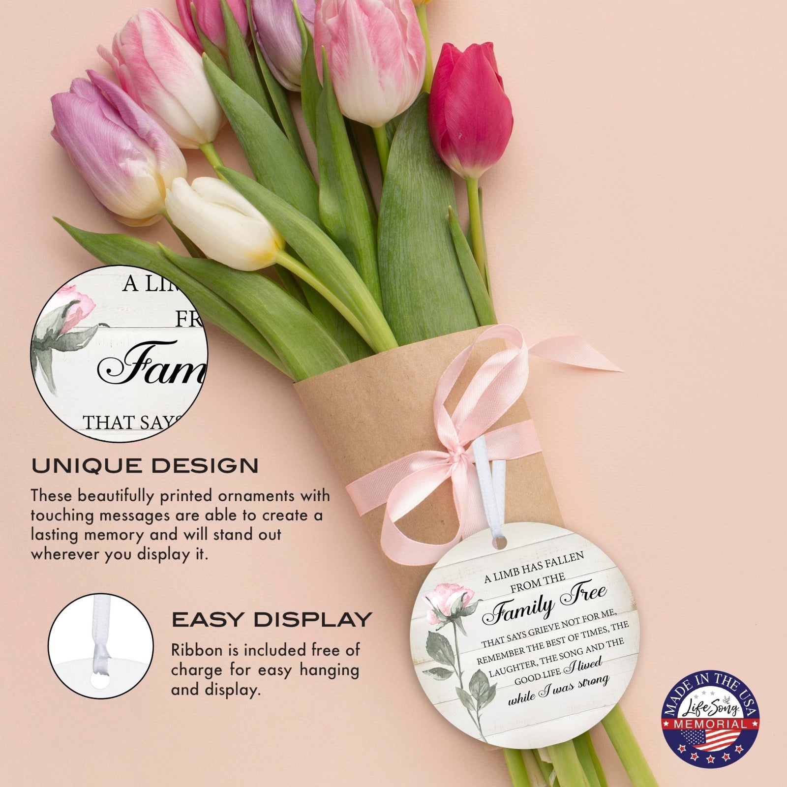 Hanging Memorial Round Ornament for Loss of Loved One - LifeSong Milestones