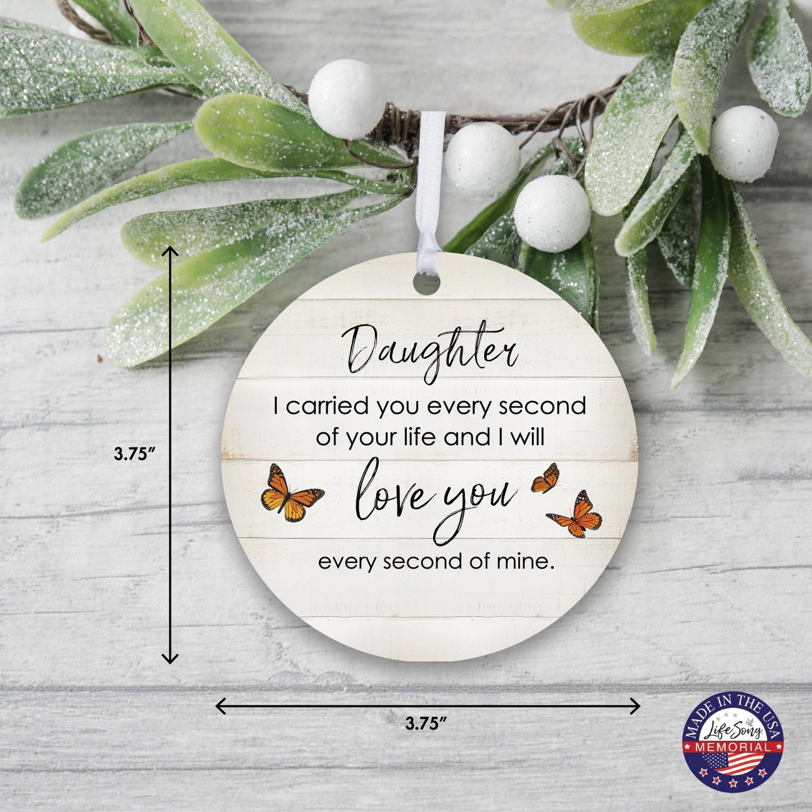 Hanging Memorial Round Ornament for Loss of Loved One - I Carried You Every - LifeSong Milestones