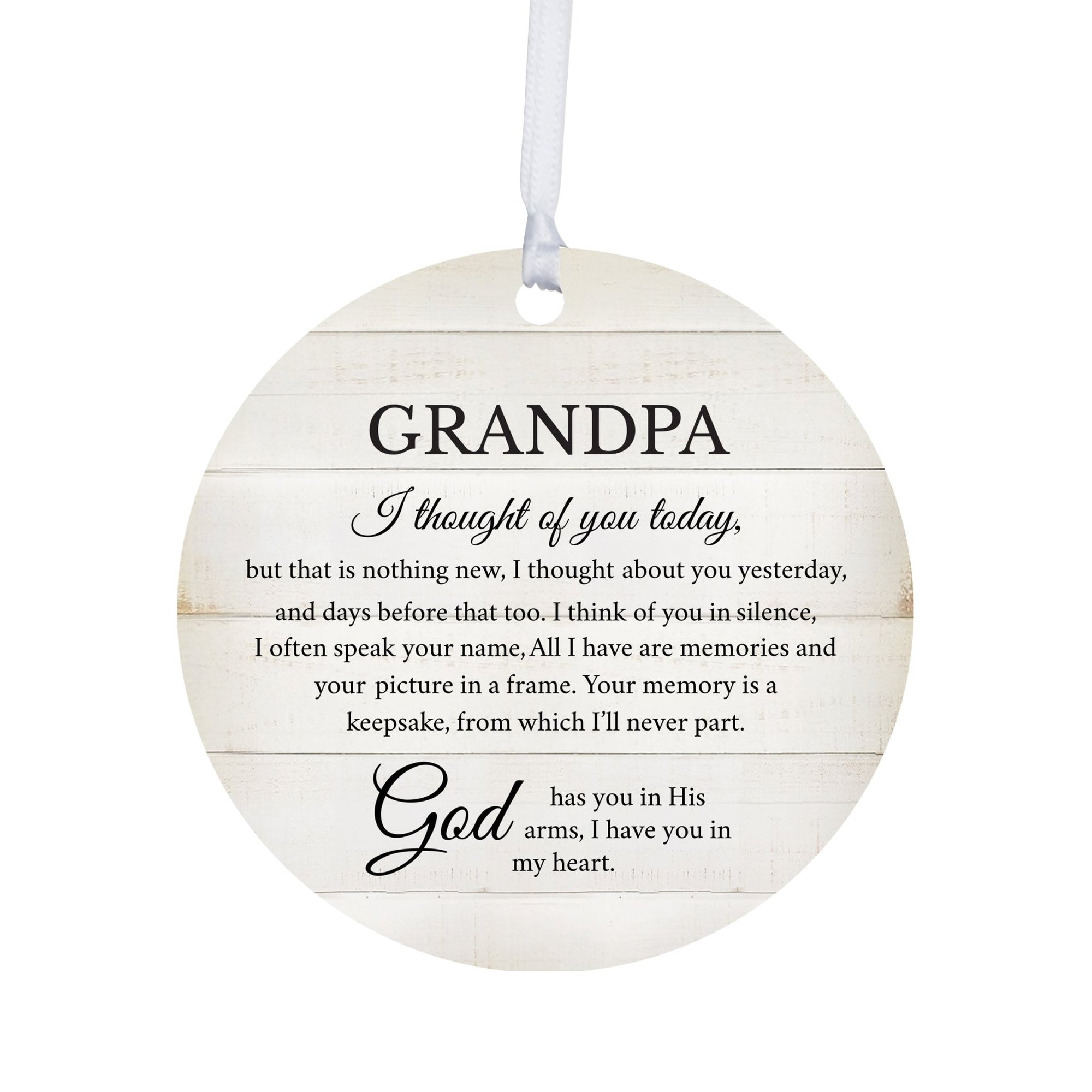Hanging Memorial Round Ornament for Loss of Loved One - I Thought Of You - LifeSong Milestones