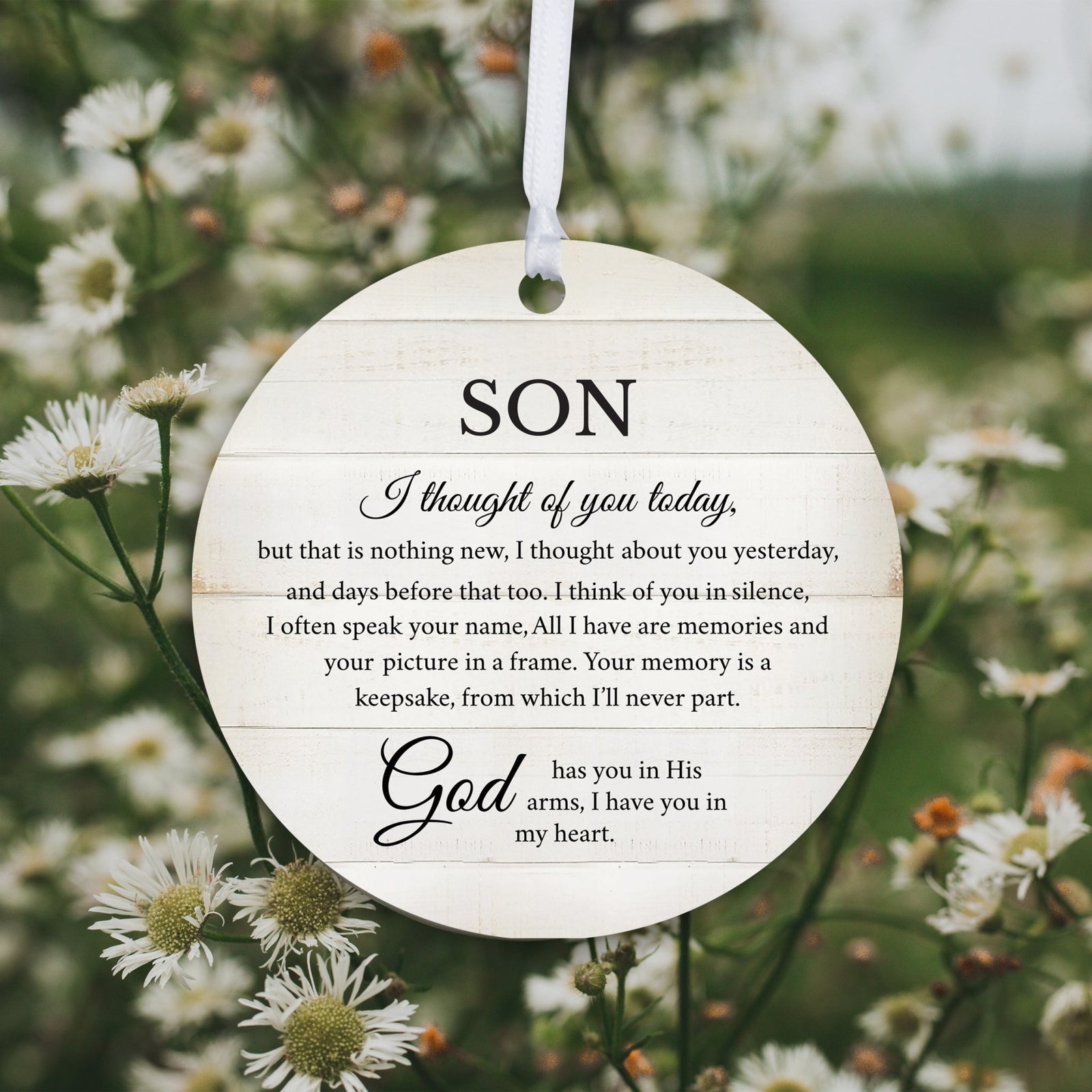 Hanging Memorial Round Ornament for Loss of Loved One - I Thought Of You - LifeSong Milestones