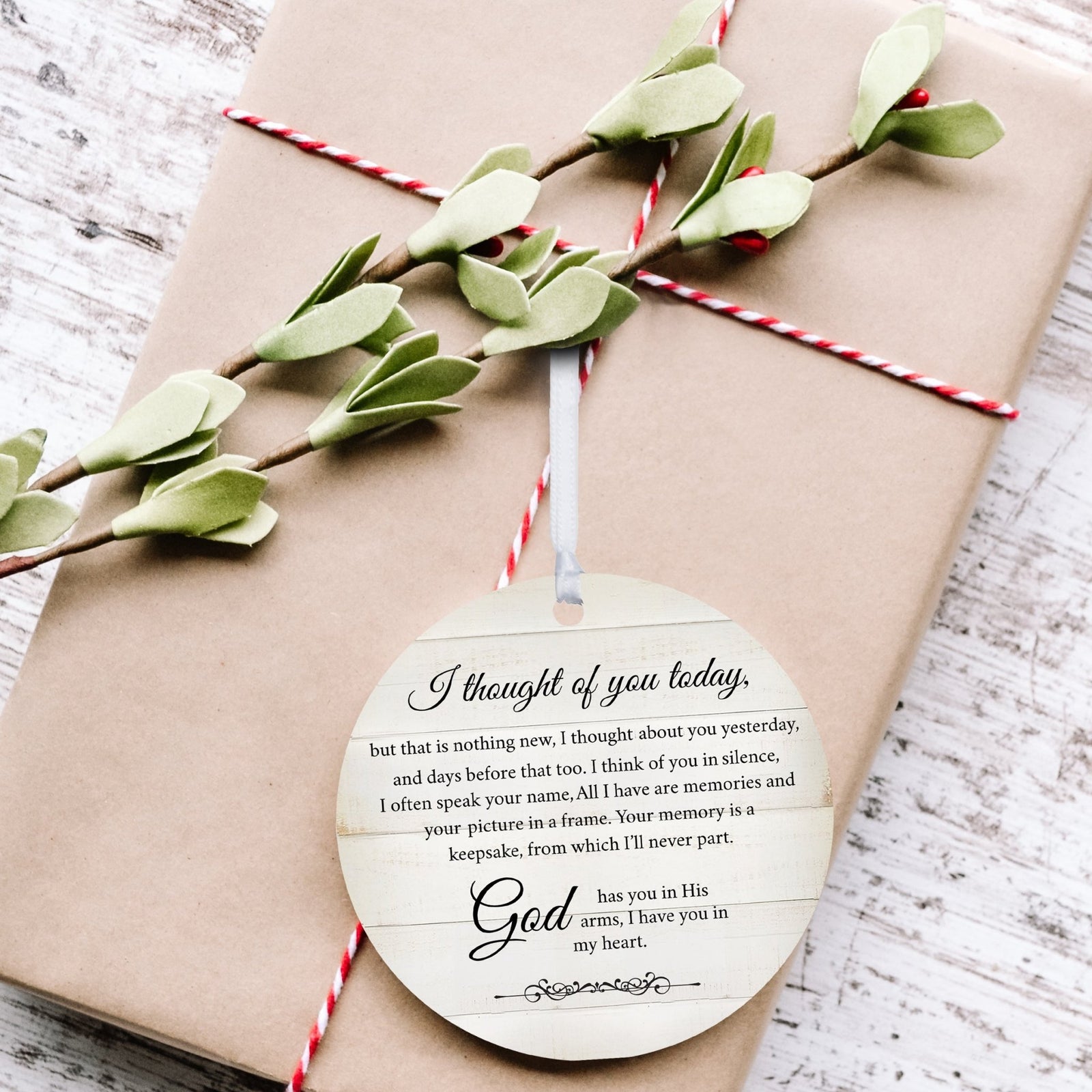 Hanging Memorial Round Ornament for Loss of Loved One - I Thought Of You - LifeSong Milestones