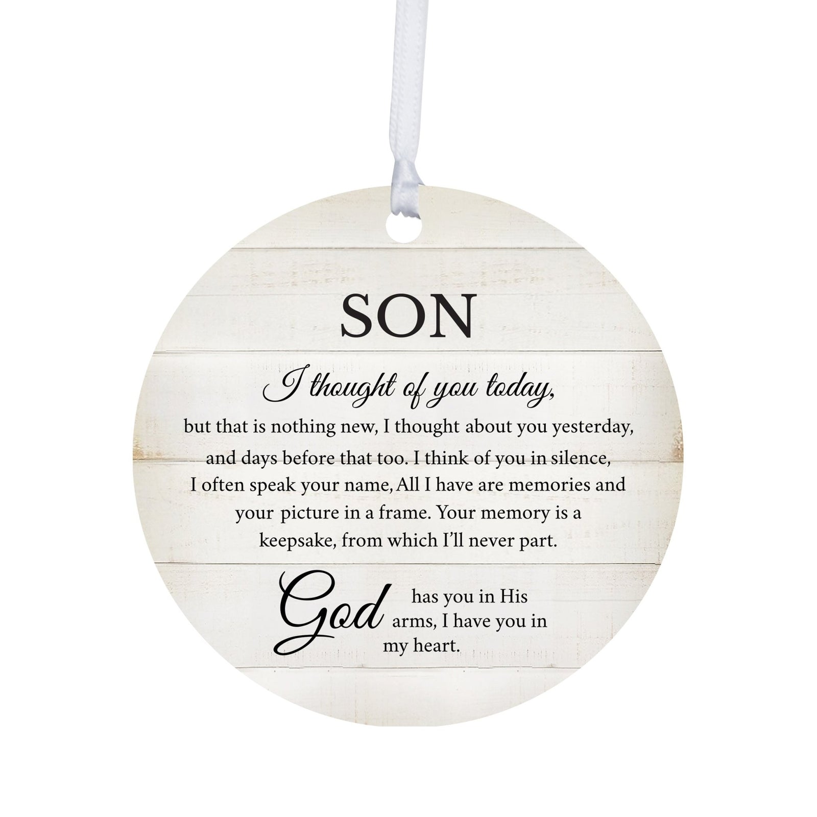 Hanging Memorial Round Ornament for Loss of Loved One - I Thought Of You - LifeSong Milestones