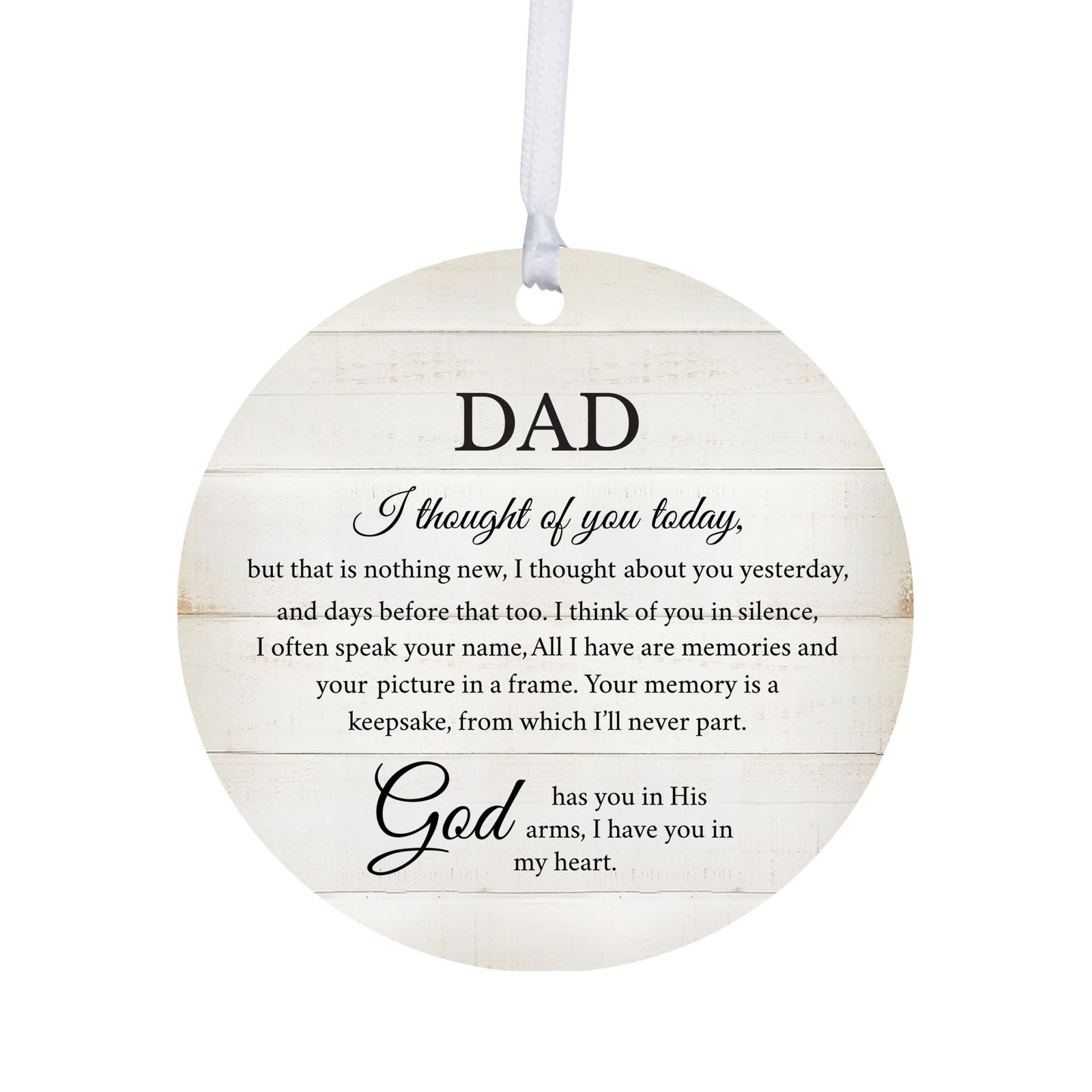 Hanging Memorial Round Ornament for Loss of Loved One - I Thought Of You - LifeSong Milestones