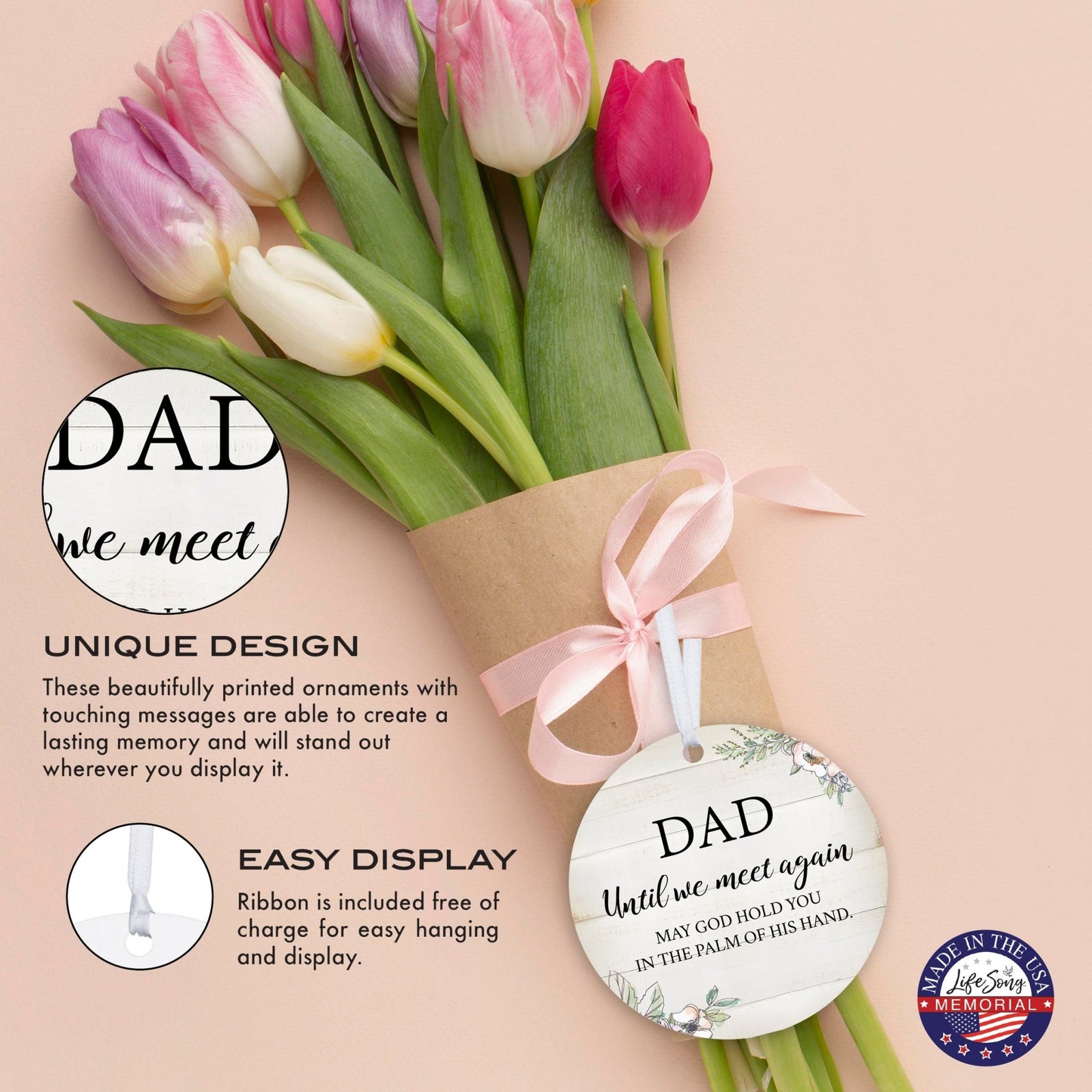 Hanging Memorial Round Ornament for Loss of Loved One - Until We Meet Again - LifeSong Milestones