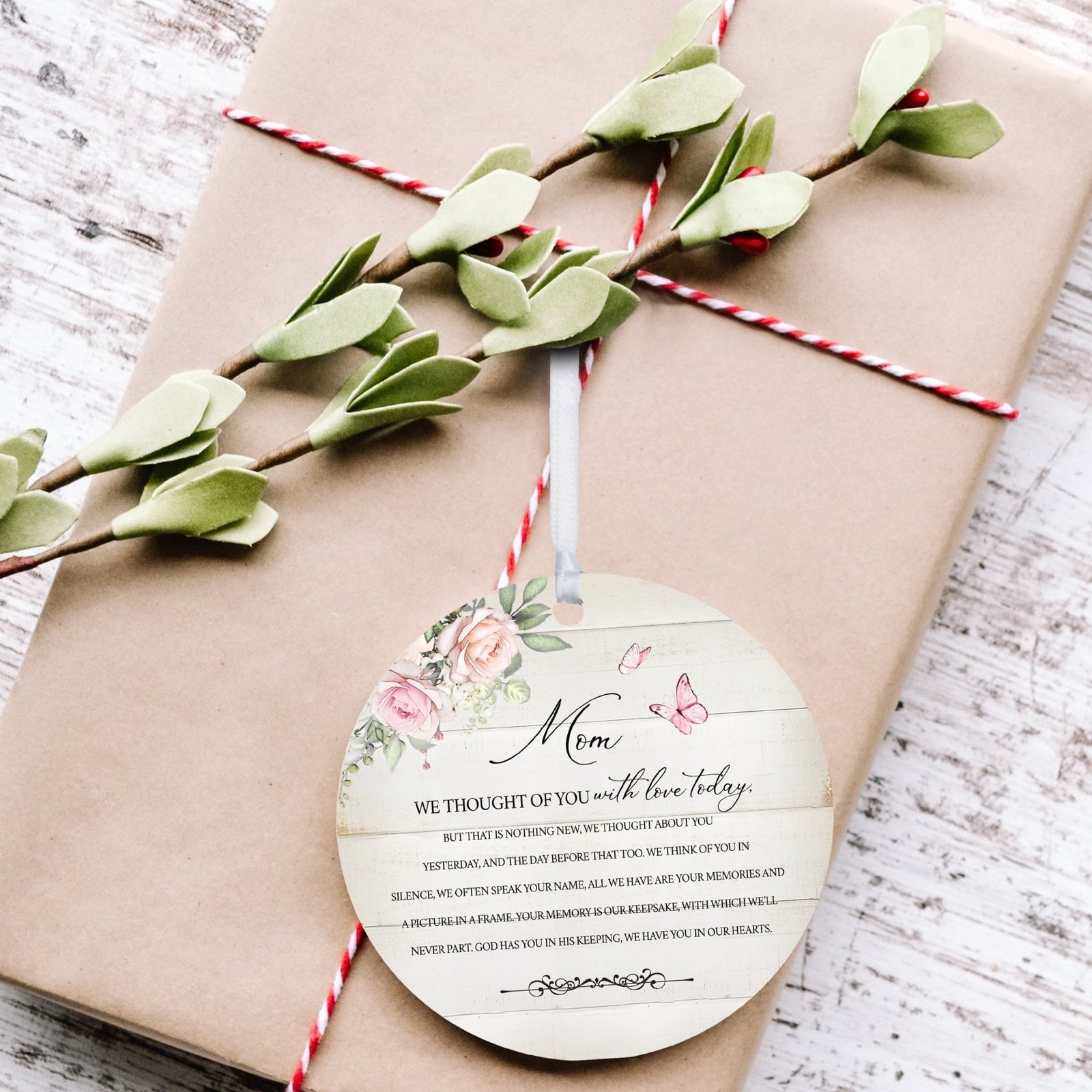 Hanging Memorial Round Ornament for Loss of Loved One - We Thought Of You - LifeSong Milestones