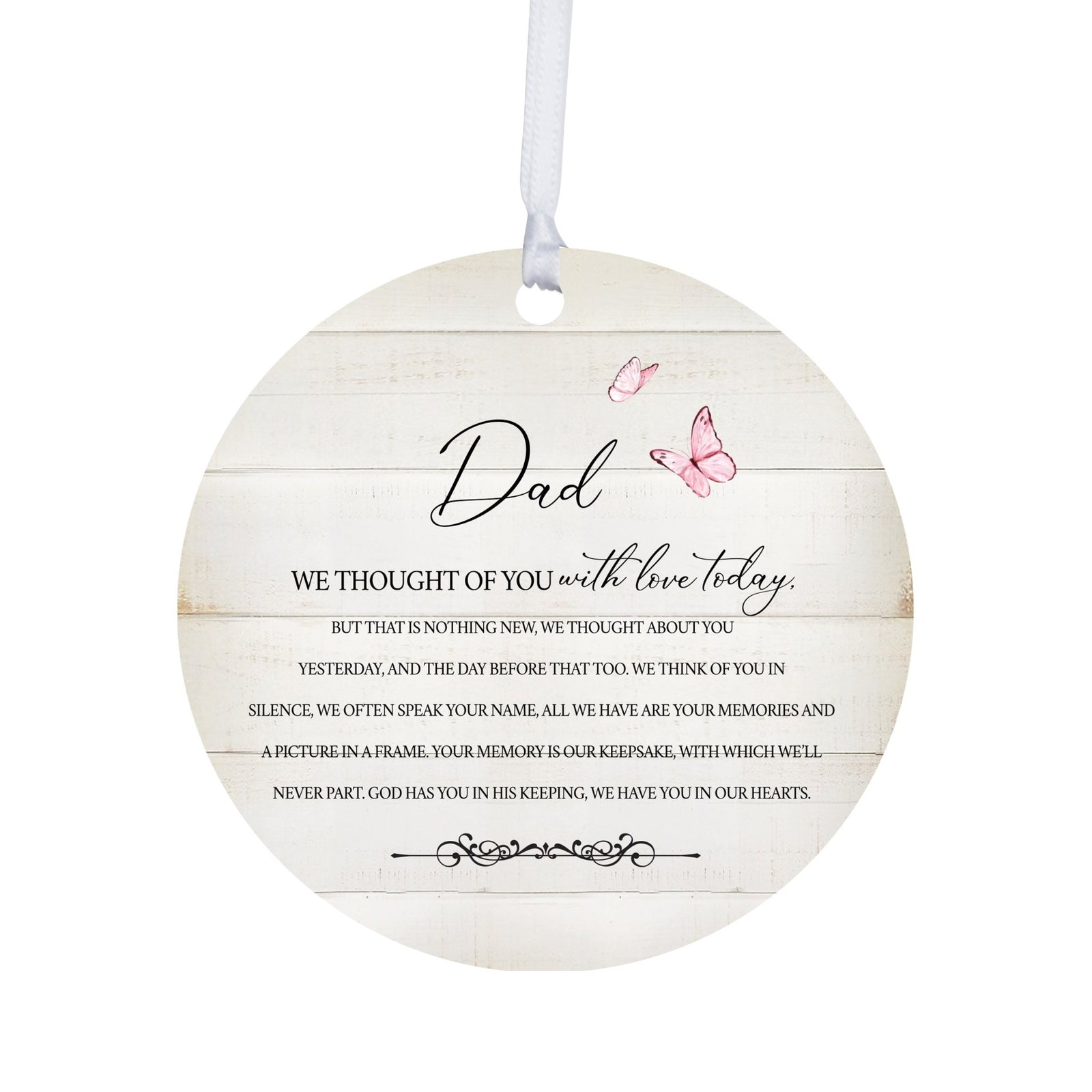 Hanging Memorial Round Ornament for Loss of Loved One - We Thought Of You - LifeSong Milestones