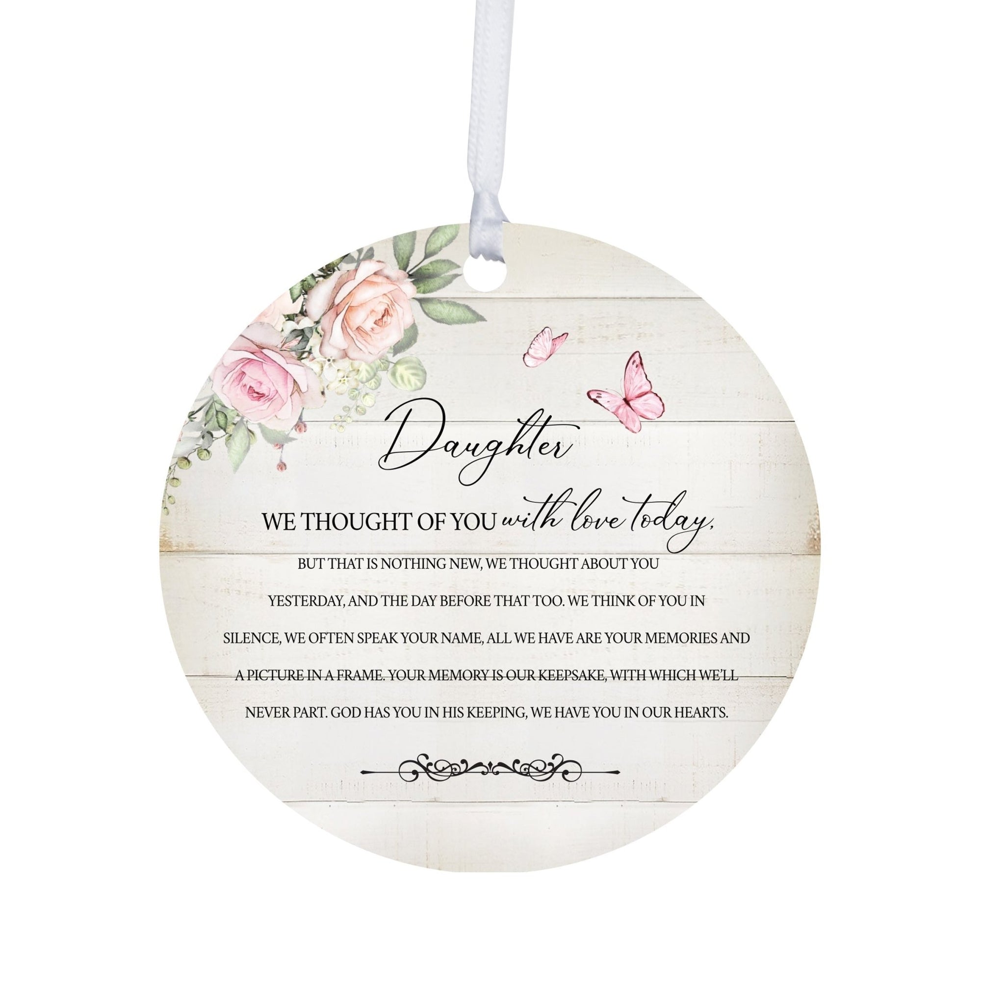 Hanging Memorial Round Ornament for Loss of Loved One - We Thought Of You - LifeSong Milestones