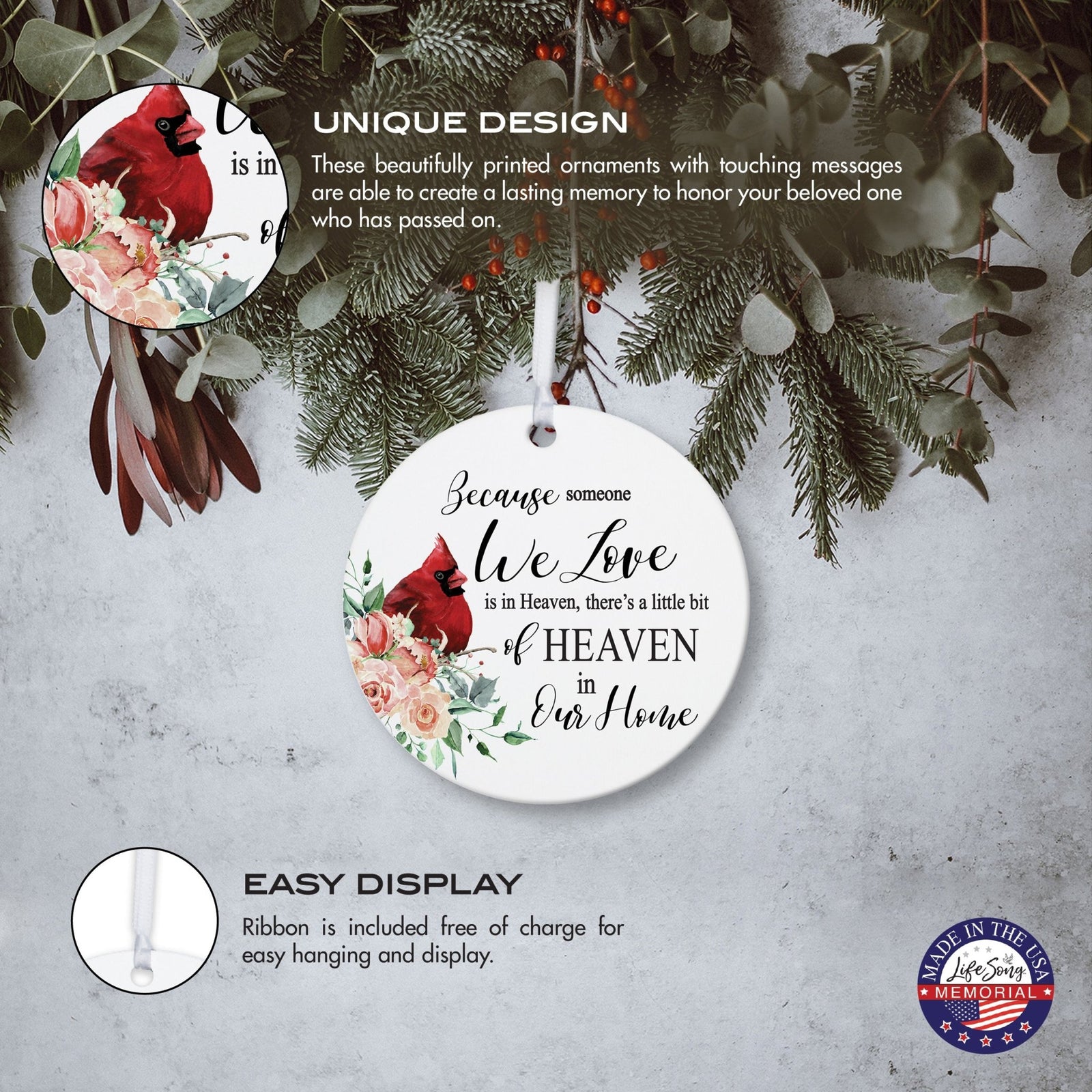 Hanging Memorial Round Ornament Signs for Sympathy Gifts - LifeSong Milestones