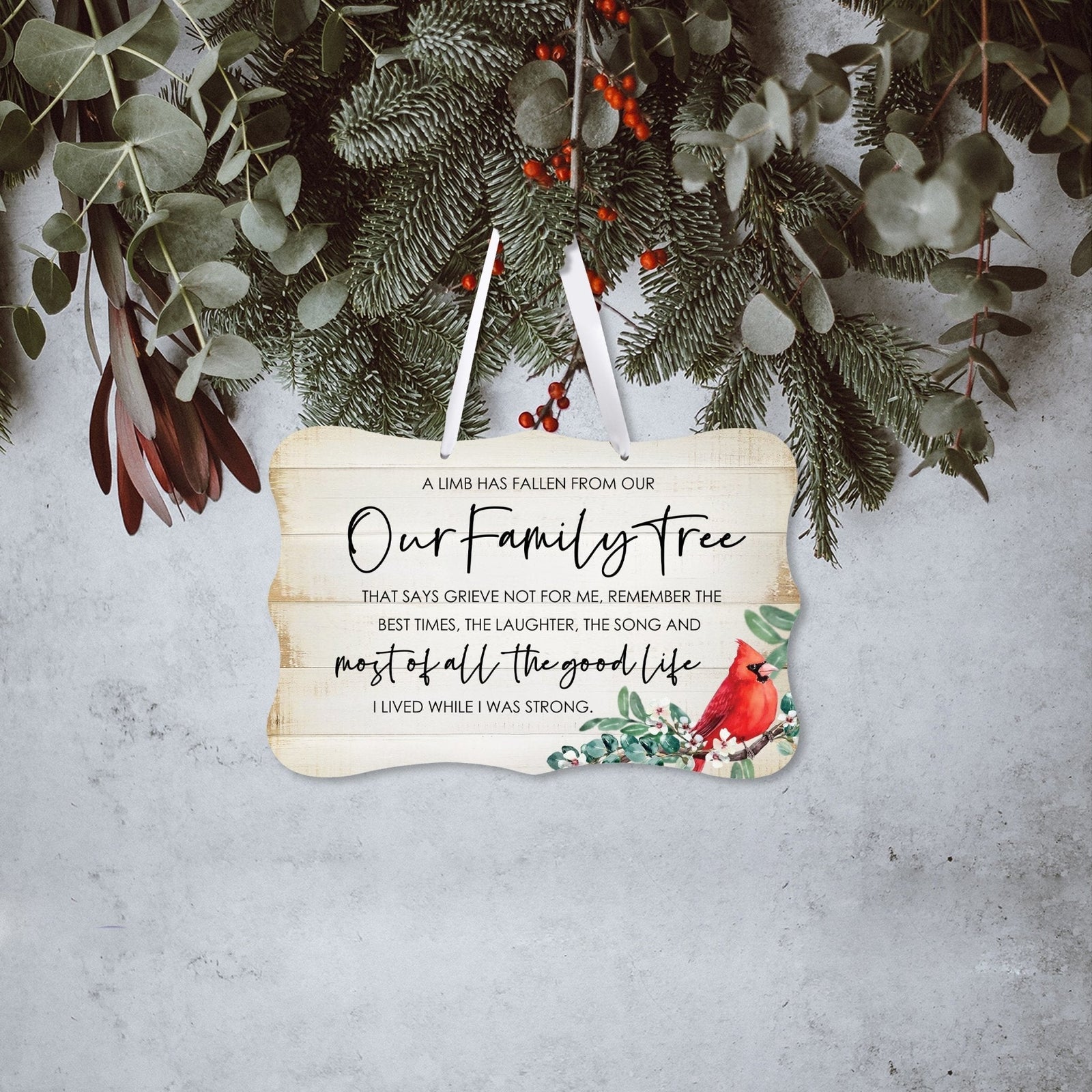 Scalloped ornament signs with heartfelt memorial messages - a beautiful way to honor the memory of a loved one.