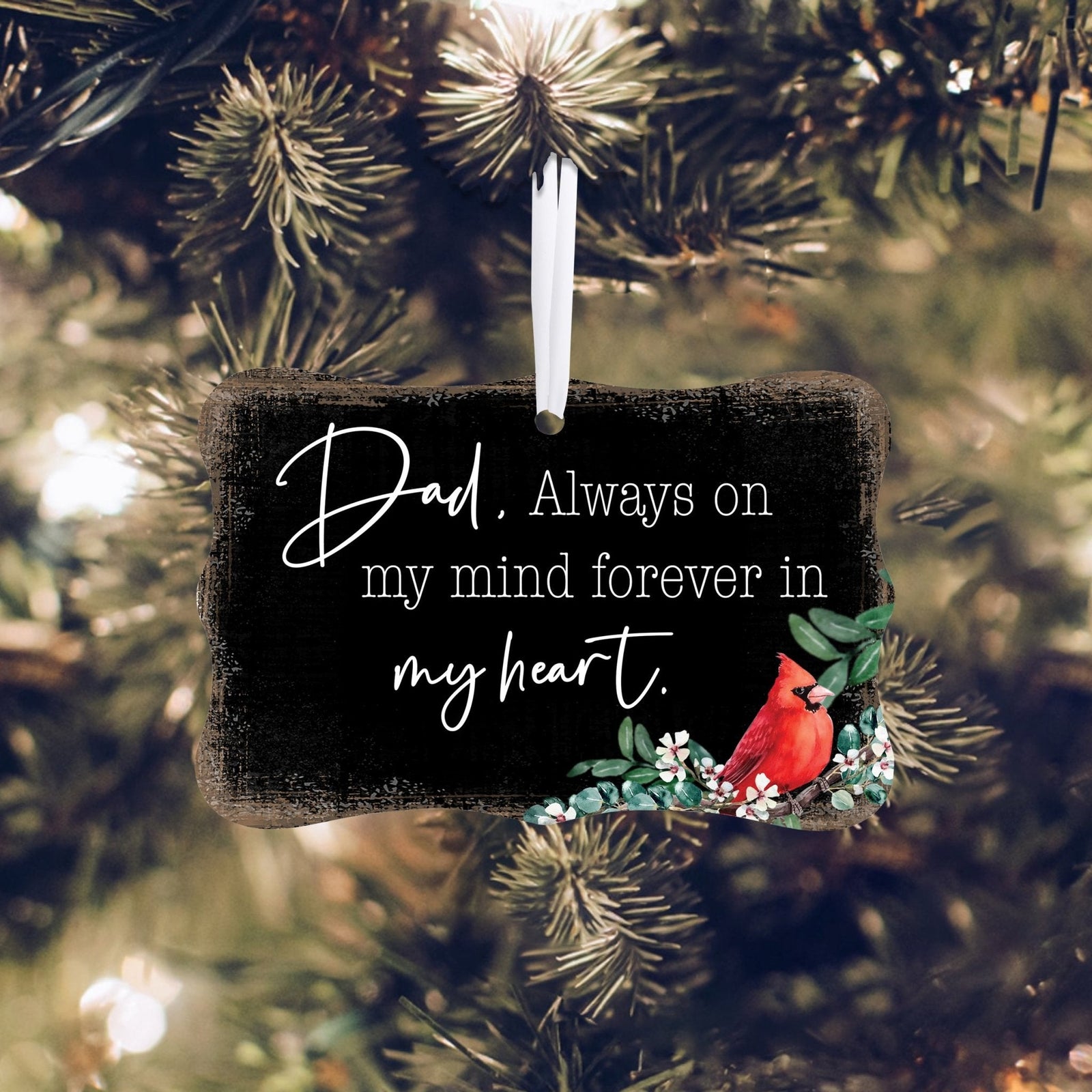 A beautifully crafted scalloped ornament sign with a memorial ribbon, perfect for honoring a loved one's memory.