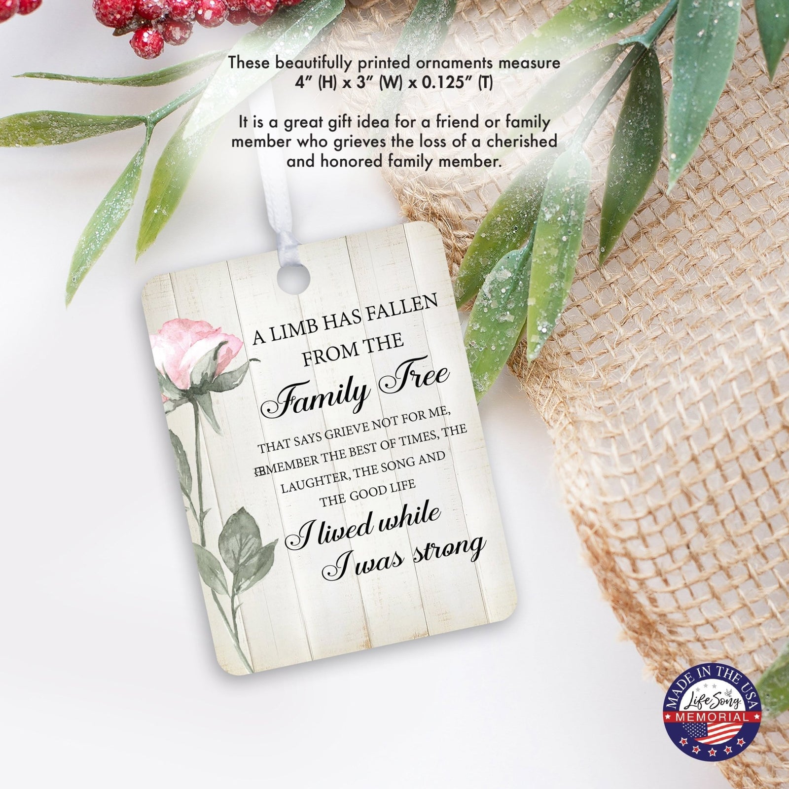 Hanging Memorial Vertical Ornament for Loss of Loved One - LifeSong Milestones