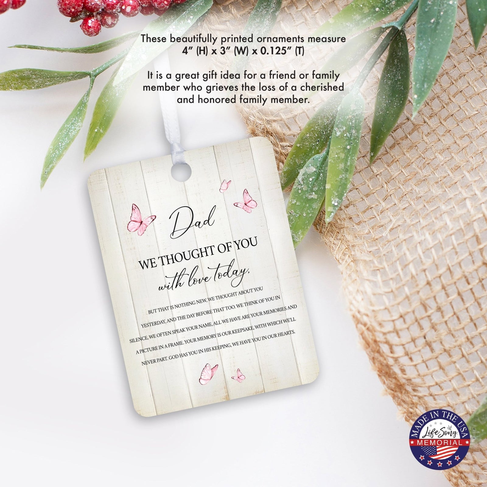 Hanging Memorial Vertical Ornament for Loss of Loved One - We Thought Of You - LifeSong Milestones