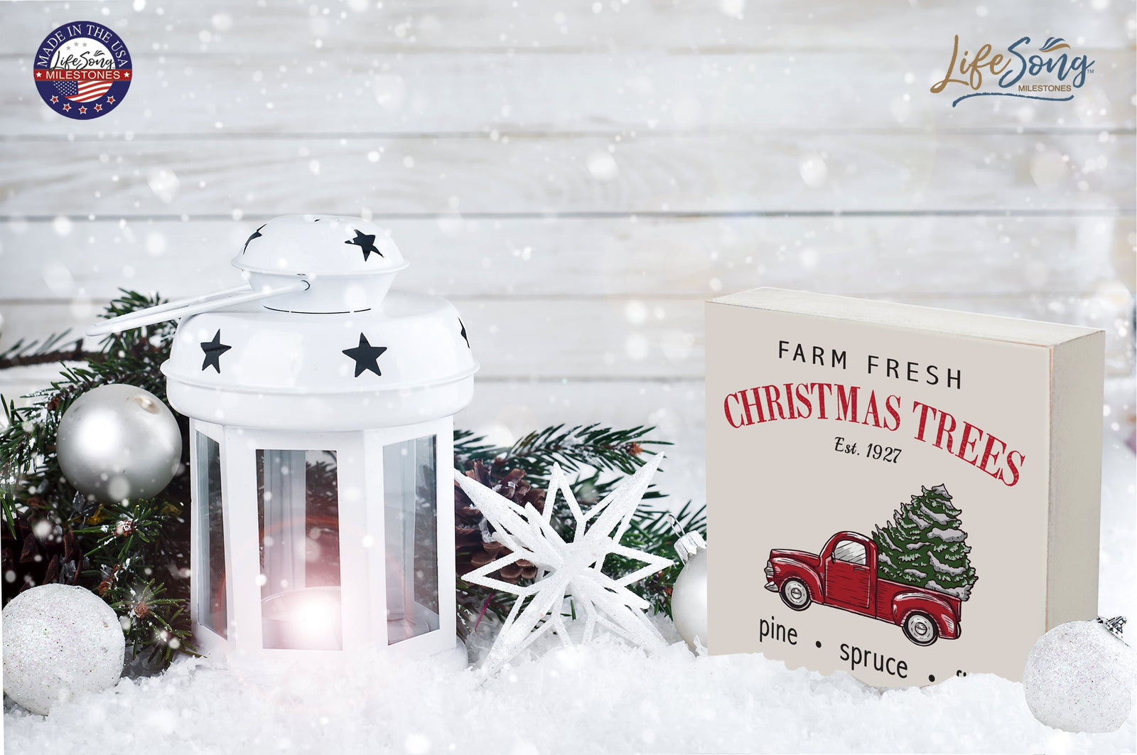 Holiday Shadow Box Shelf Décor - Farm Fresh Christmas Trees - LifeSong Milestones