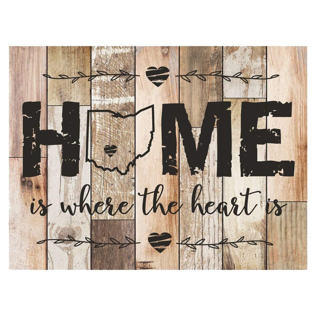 Home Is Where The Heart Is Distressed Wall Plaque - Ohio - LifeSong Milestones