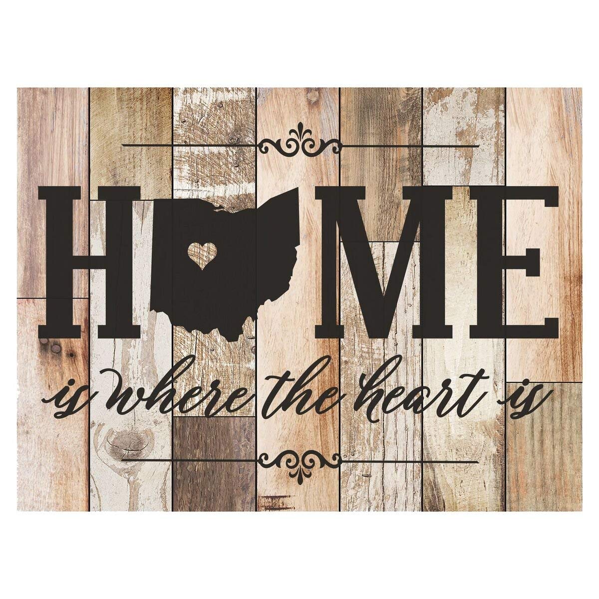 Home Is Where The Heart Is Distressed Wall Plaque - Ohio - LifeSong Milestones