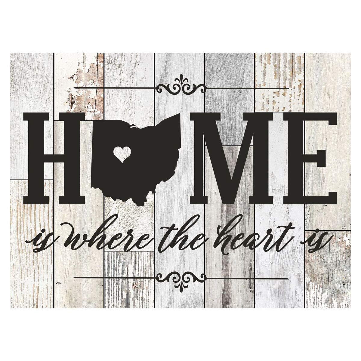 Home Is Where The Heart Is Distressed Wall Plaque - Ohio - LifeSong Milestones