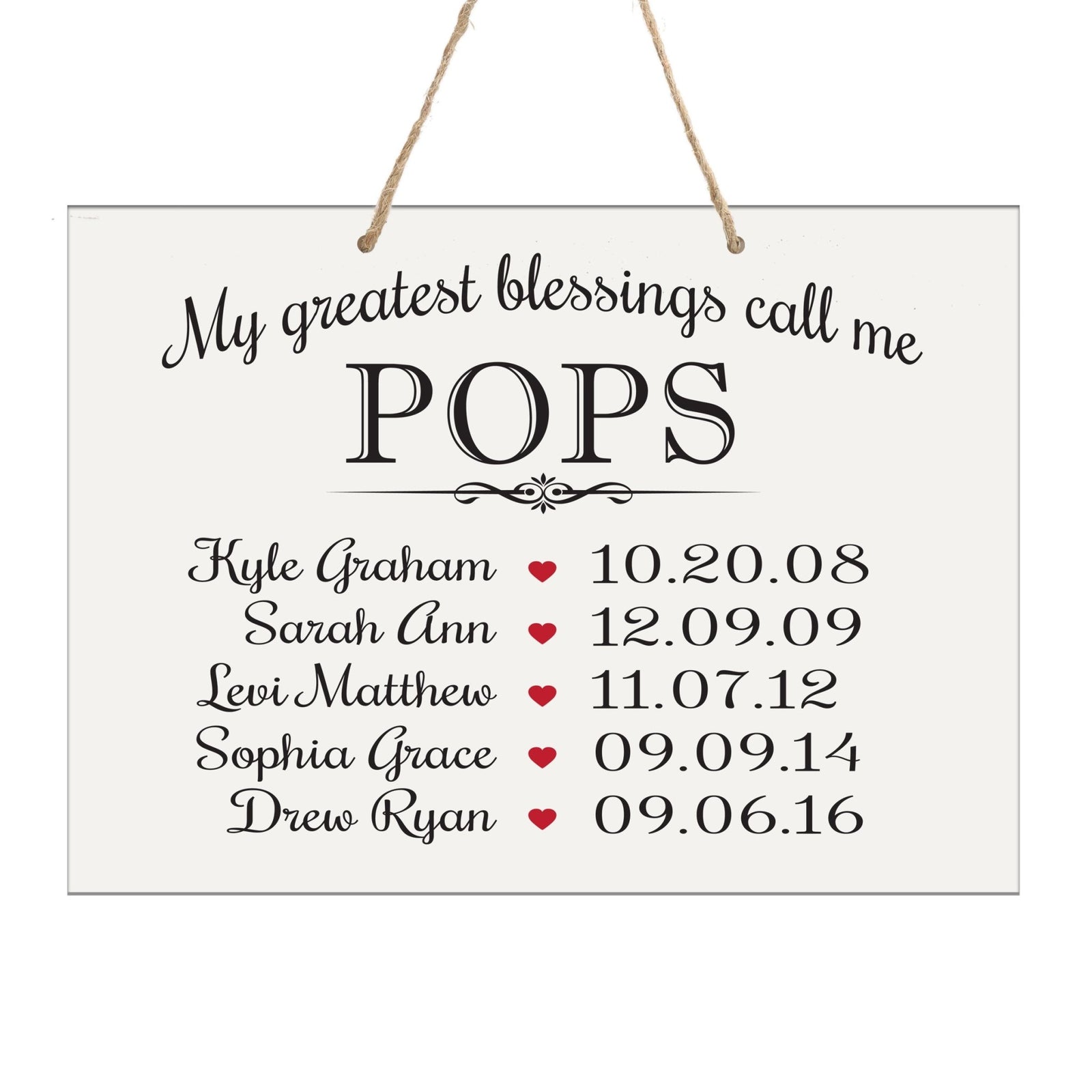 Home Wall Hanging Rope Sign Family Member Gift My Greatest Blessings - LifeSong Milestones