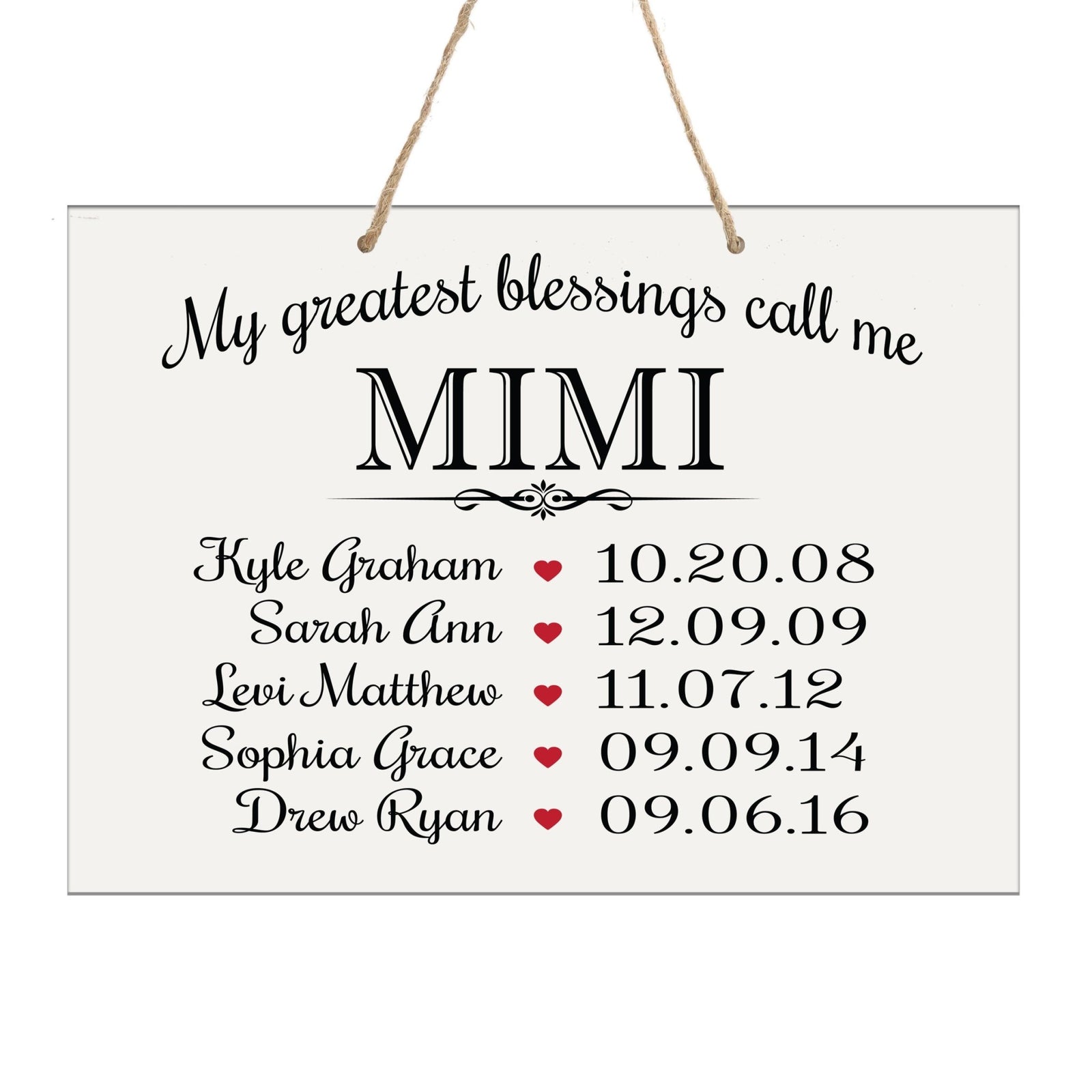 Home Wall Hanging Rope Sign Family Member Gift My Greatest Blessings - LifeSong Milestones