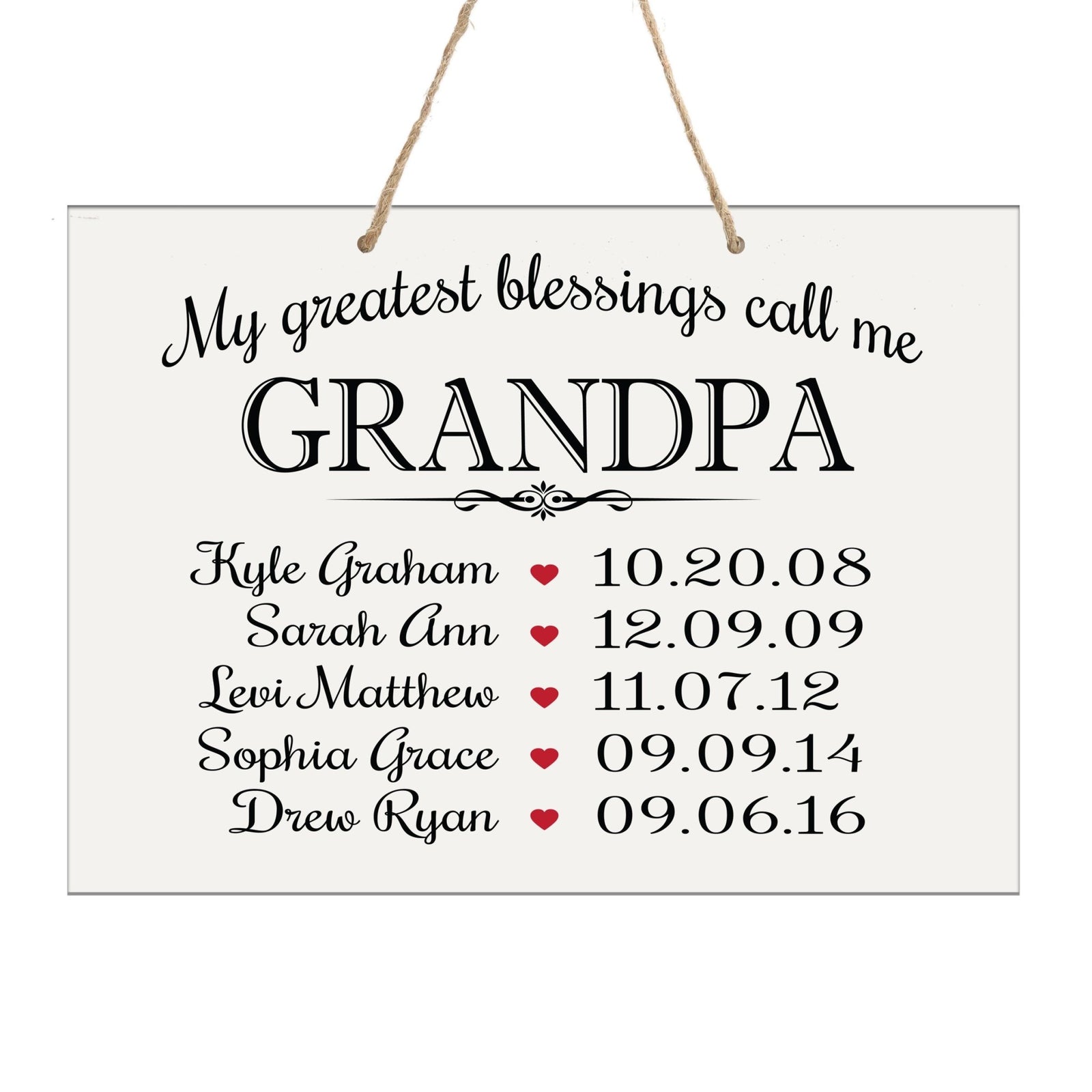 Home Wall Hanging Rope Sign Family Member Gift My Greatest Blessings - LifeSong Milestones
