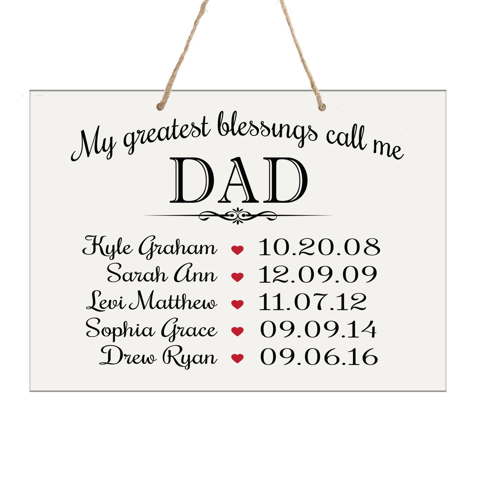Home Wall Hanging Rope Sign Family Member Gift My Greatest Blessings - LifeSong Milestones