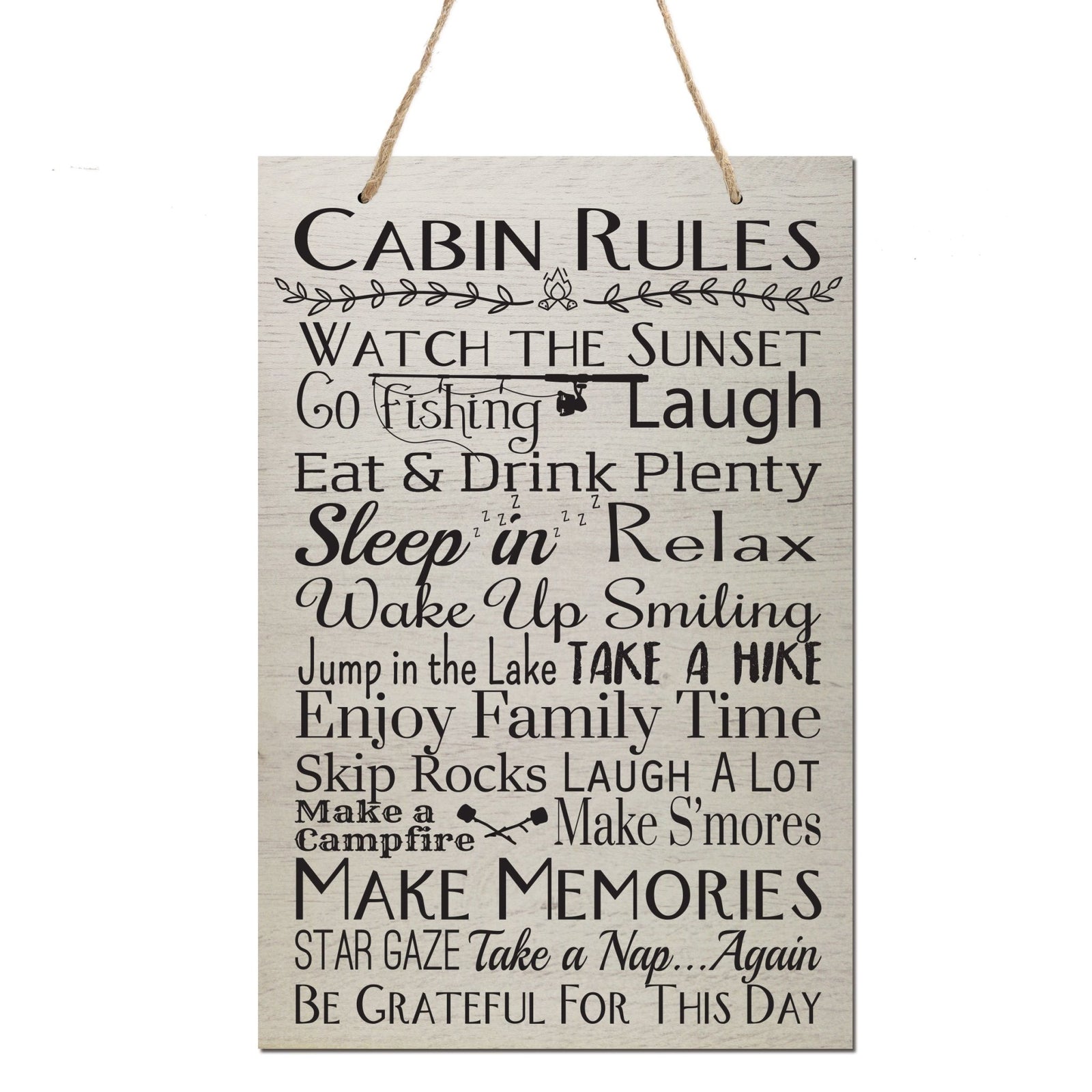 Housewarming Wall Hanging Sign Gift - Cabin Rules - LifeSong Milestones