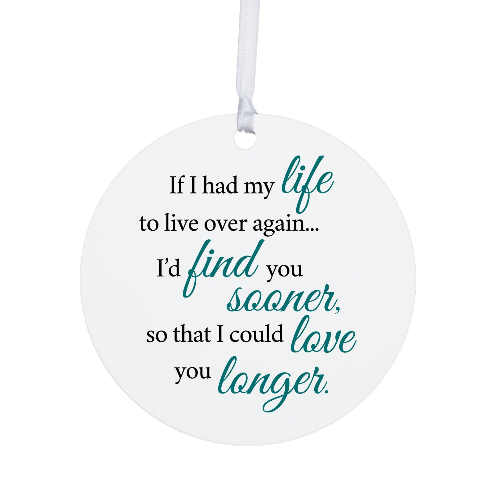 Husband / Boyfriend White Ornament With Inspirational Message Gift Ideas - If I Had My Life To Live Over Again… - LifeSong Milestones
