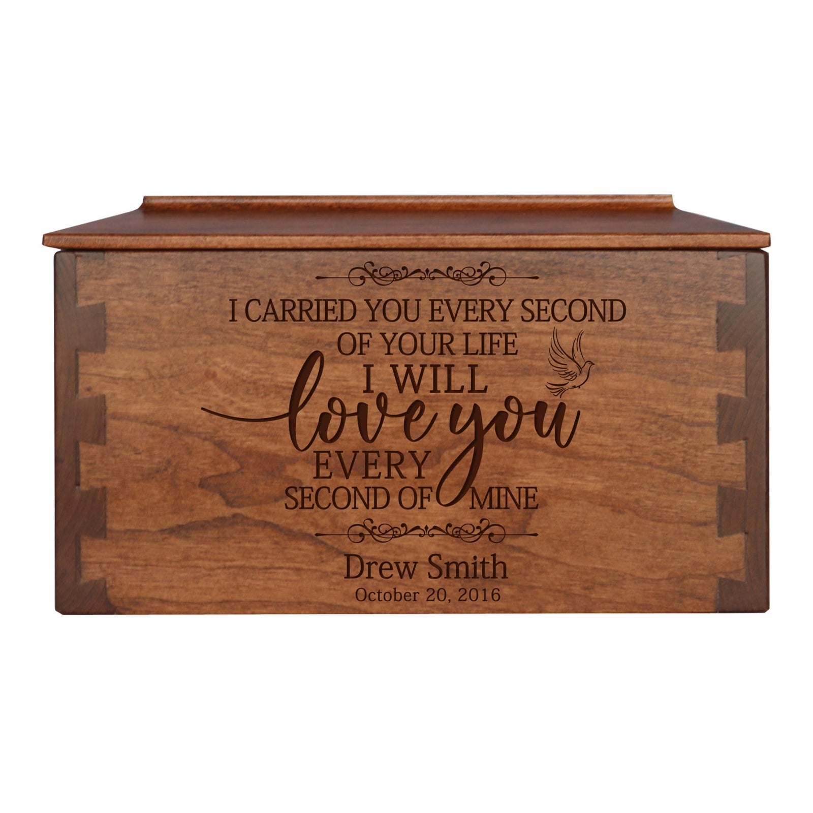Custom Engraved Dovetail Cremation Urn Box for Human Ashes