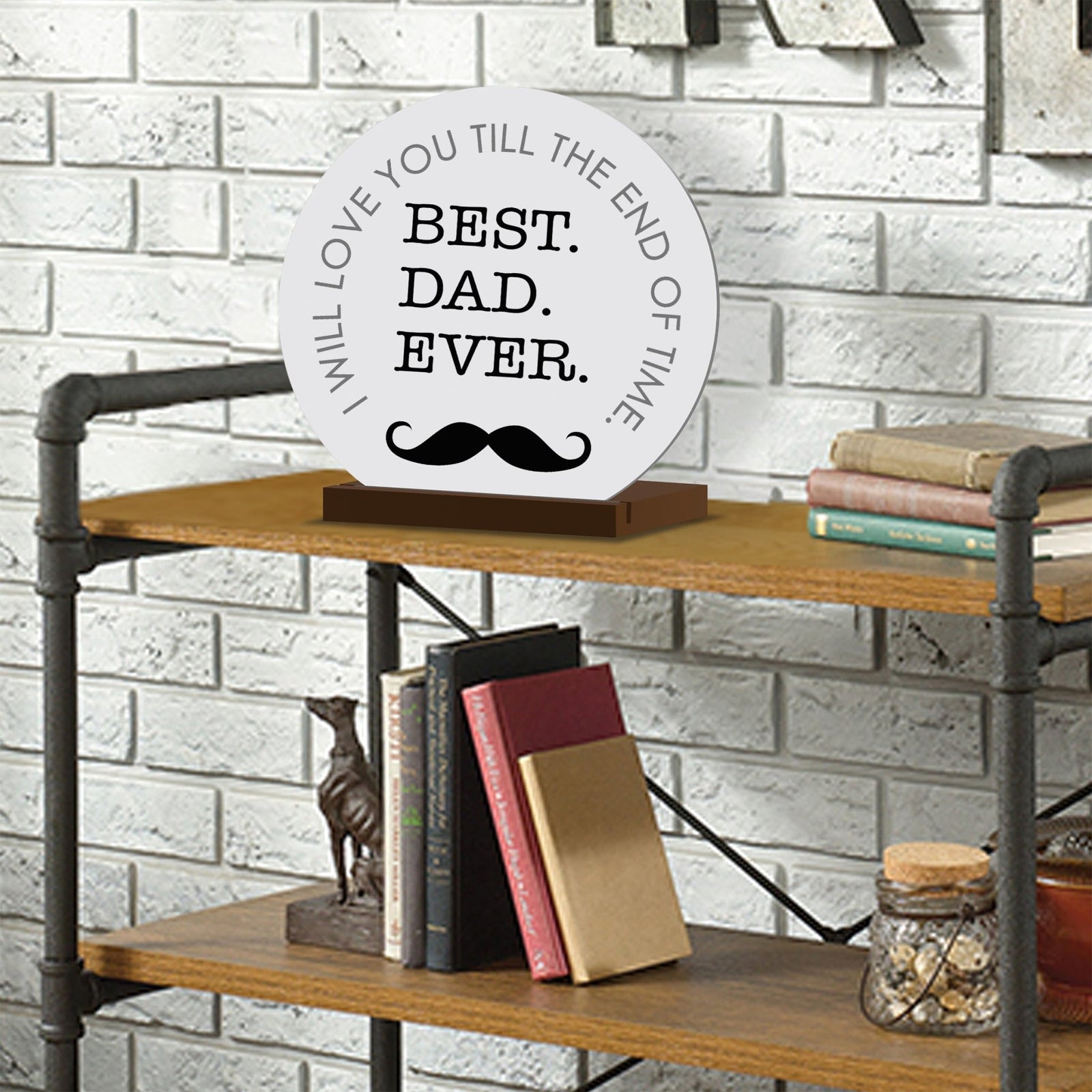 I Will Love You - Modern Inspirational White Round Sign With Wooden Base Gift Ideas - LifeSong Milestones