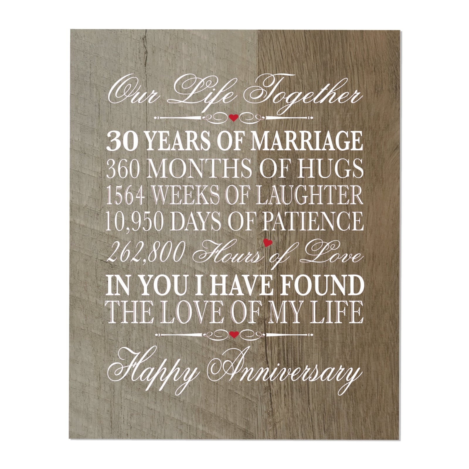Inspirational 30th Wedding Anniversary Wall Plaque in Spanish verse 8x10 - LifeSong Milestones