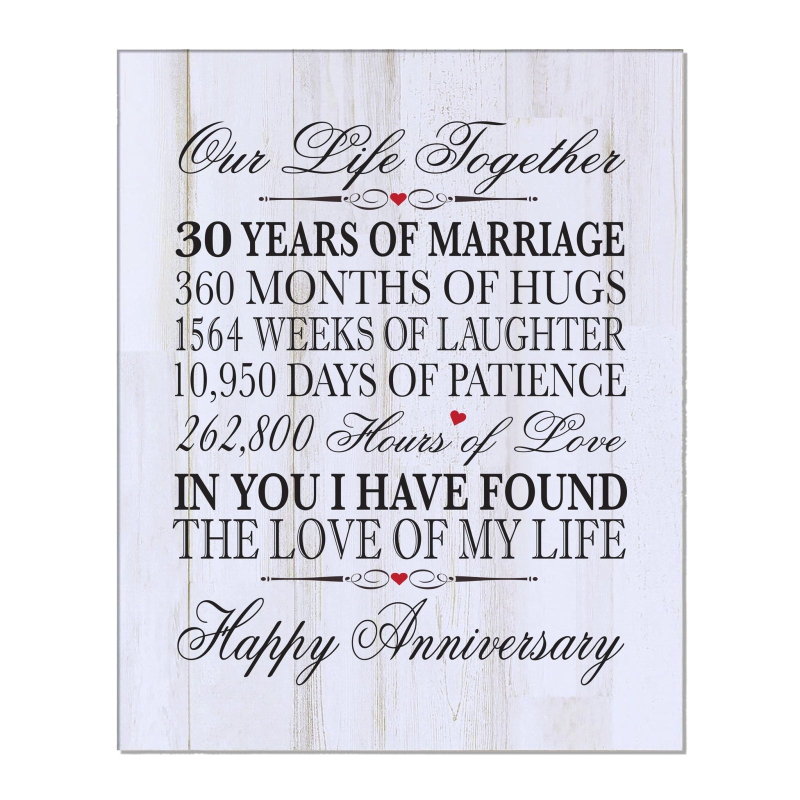 Inspirational 30th Wedding Anniversary Wall Plaque in Spanish verse 8x10 - LifeSong Milestones