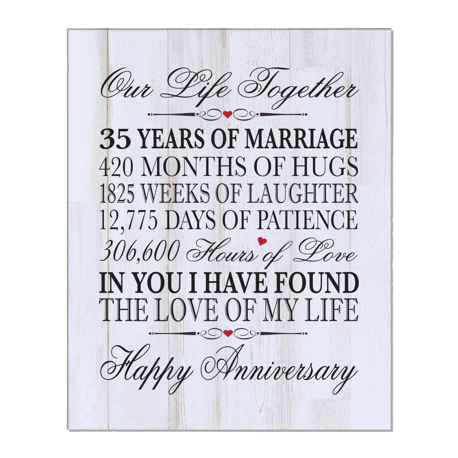 Inspirational 35th Wedding Anniversary Wall Plaque in Spanish verse 8x10 - LifeSong Milestones