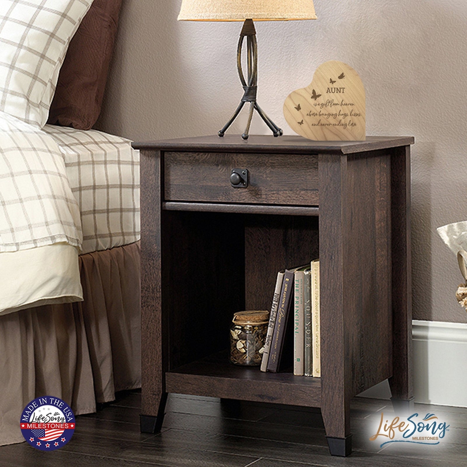 Inspirational Aunt’s Love Solid Wood Heart Decoration 5x5.25 - A Gift From - LifeSong Milestones