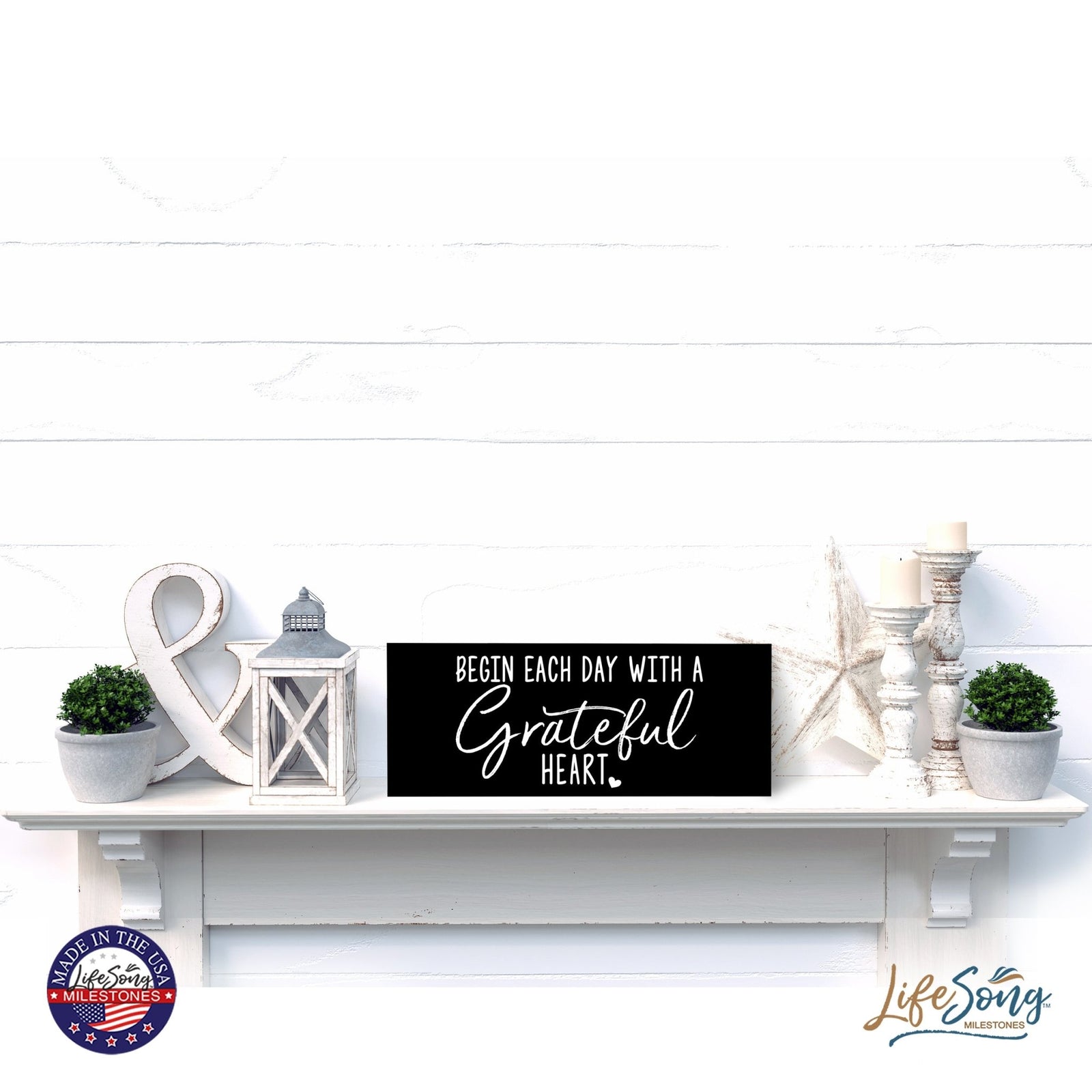 Inspirational Bible Quote Tabletop and Wall Decoration 10x4 - Begin Each Day - LifeSong Milestones