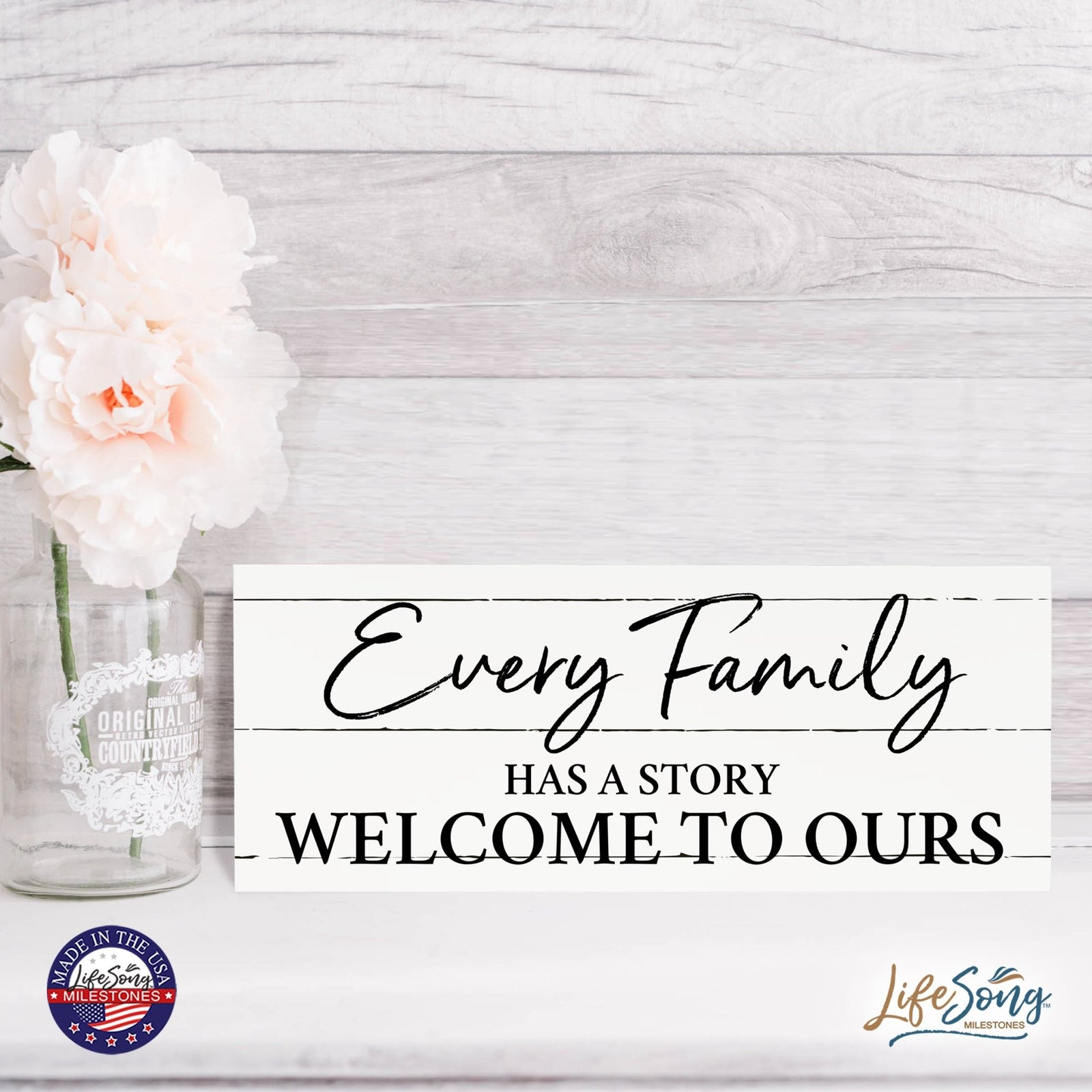 Inspirational Bible Quote Tabletop and Wall Decoration 10x4 - Every Family Has - LifeSong Milestones