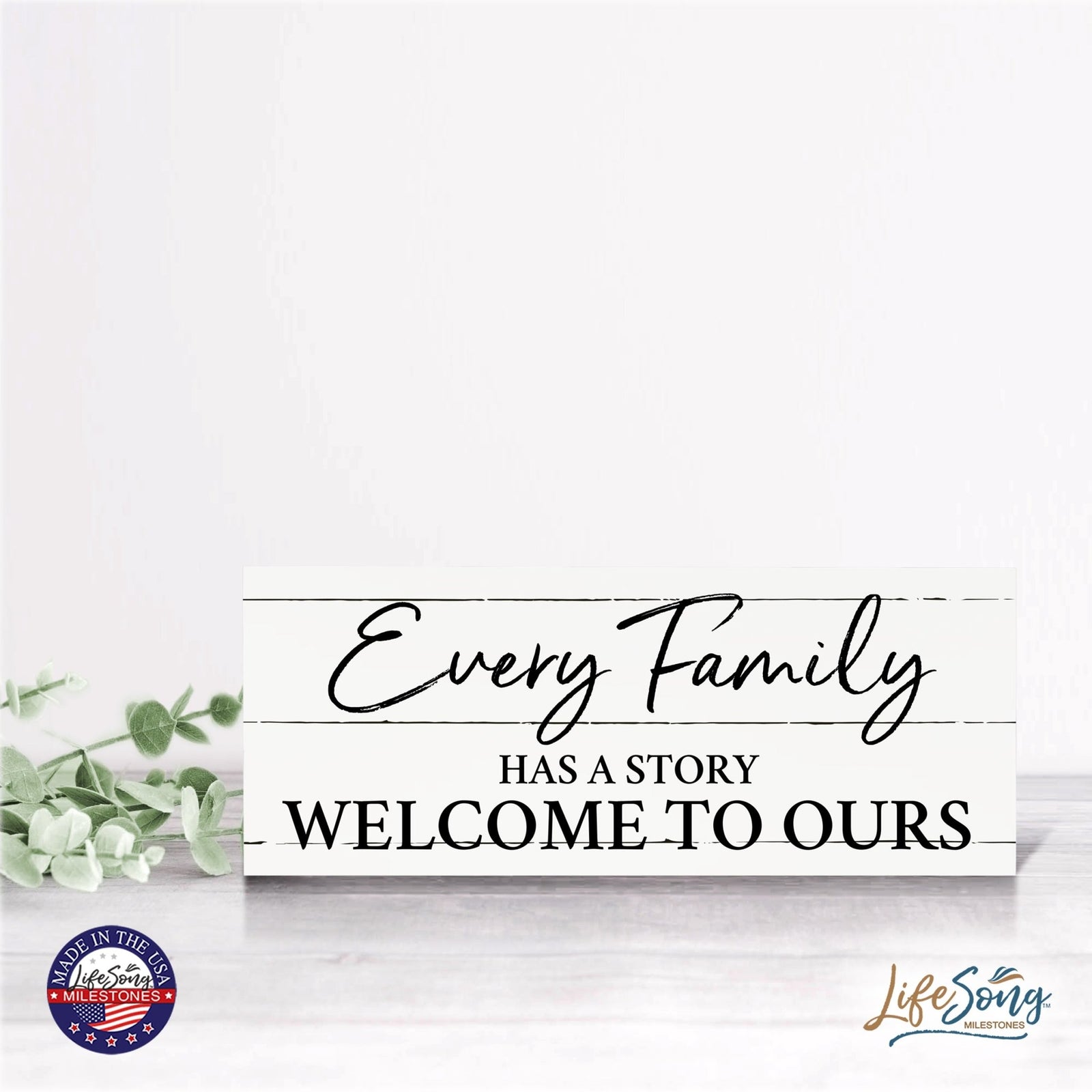 Inspirational Bible Quote Tabletop and Wall Decoration 10x4 - Every Family Has - LifeSong Milestones