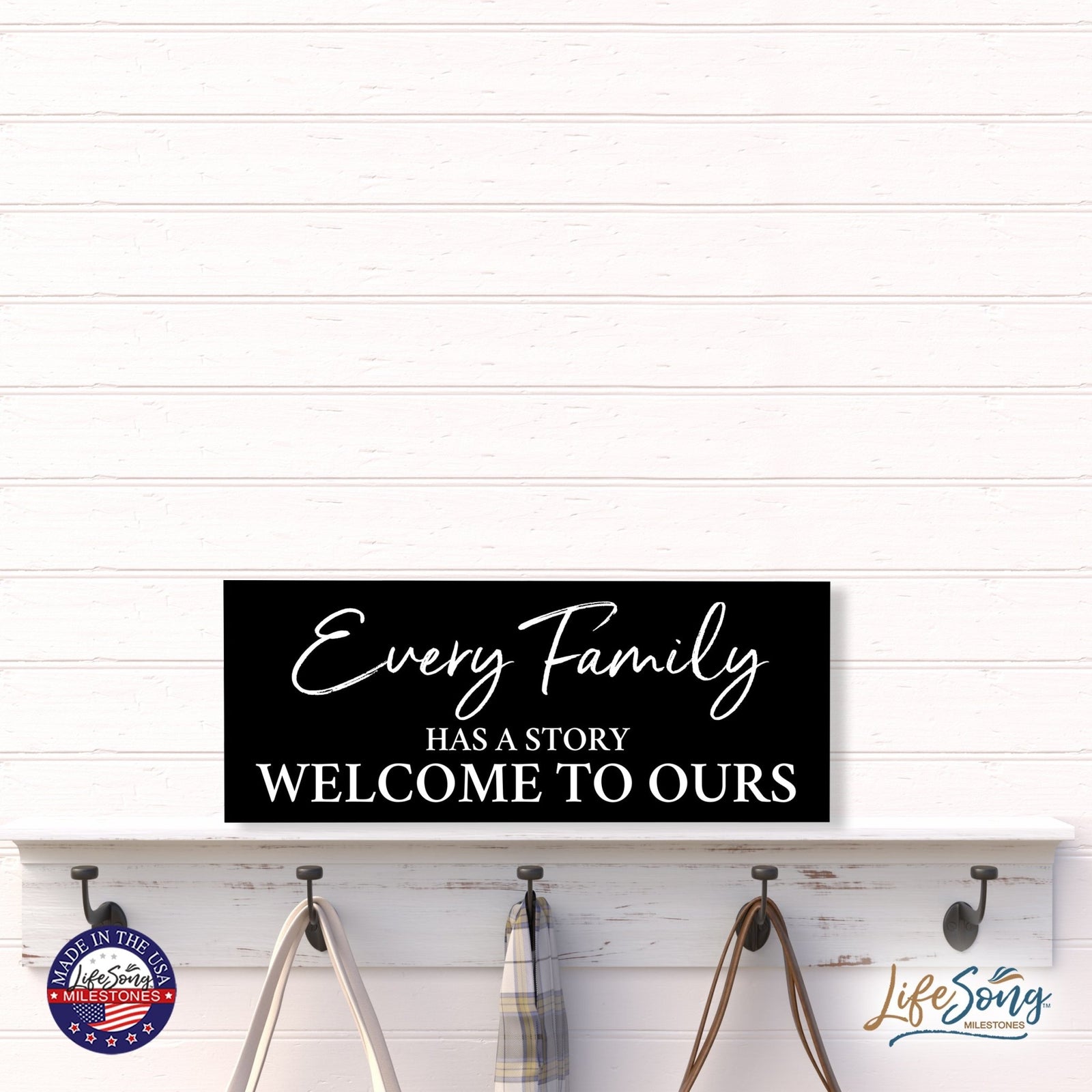 Inspirational Bible Quote Tabletop and Wall Decoration 10x4 - Every Family Has - LifeSong Milestones