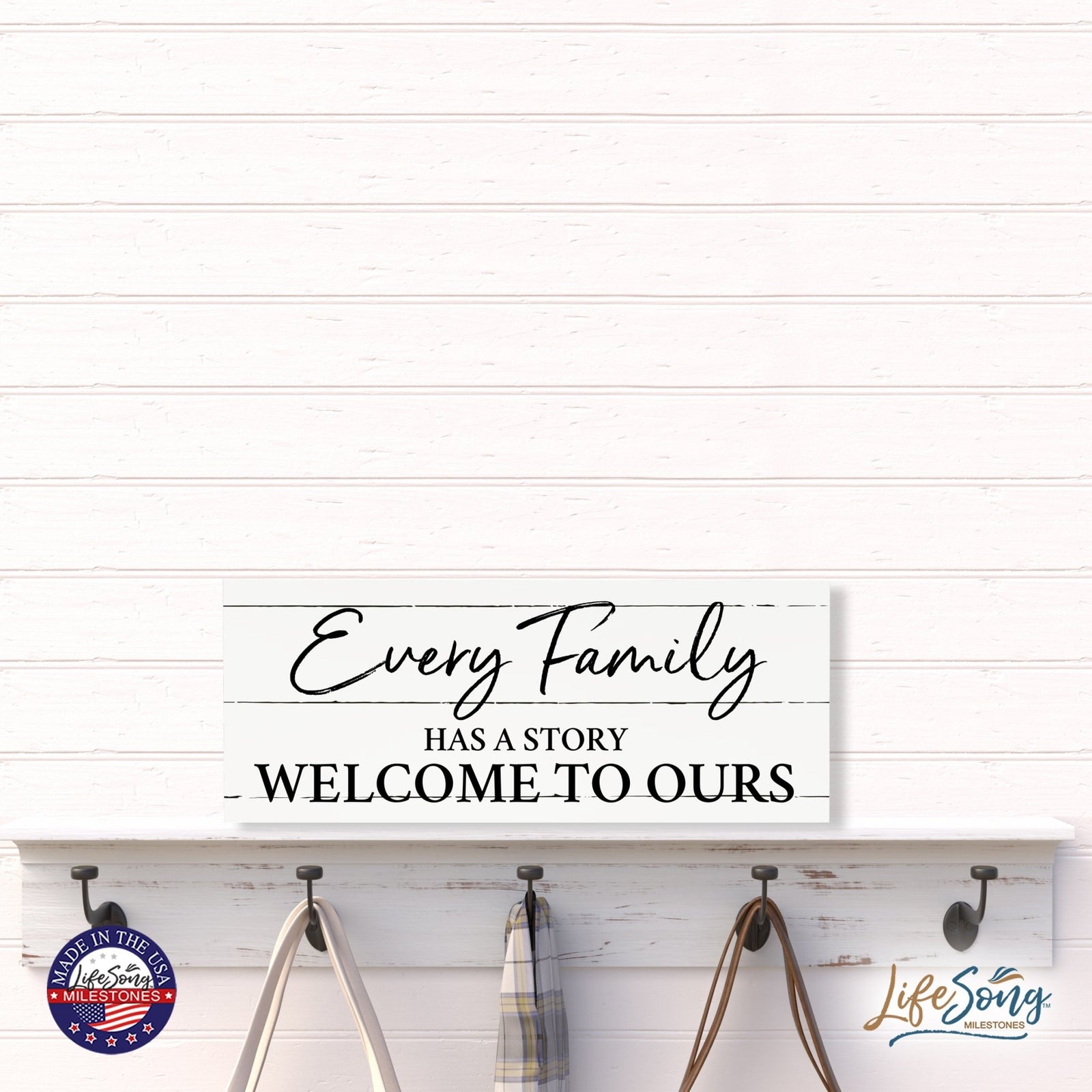 Inspirational Bible Quote Tabletop and Wall Decoration 10x4 - Every Family Has - LifeSong Milestones