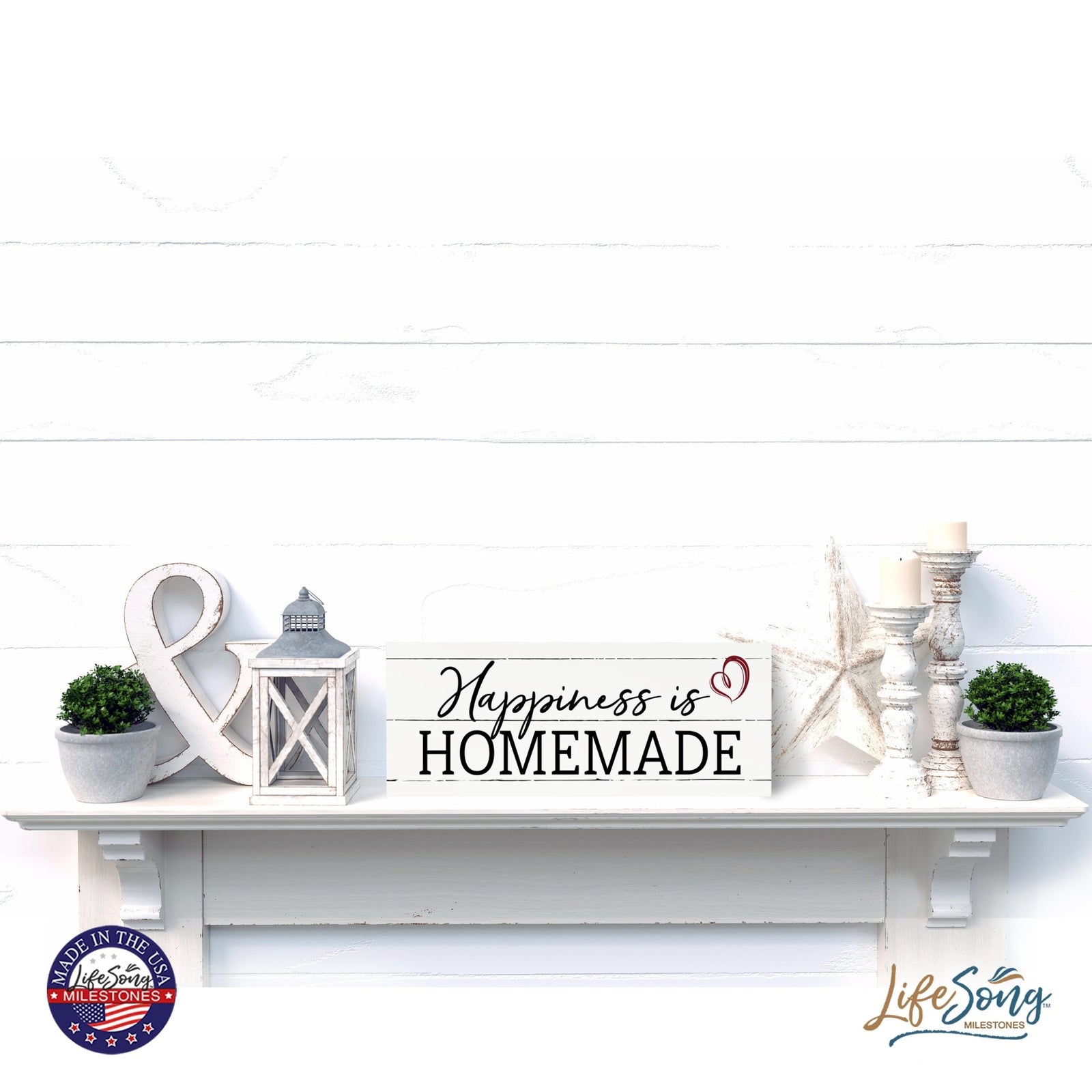 Inspirational Bible Quote Tabletop and Wall Decoration 10x4 - Happiness is Homemade - LifeSong Milestones
