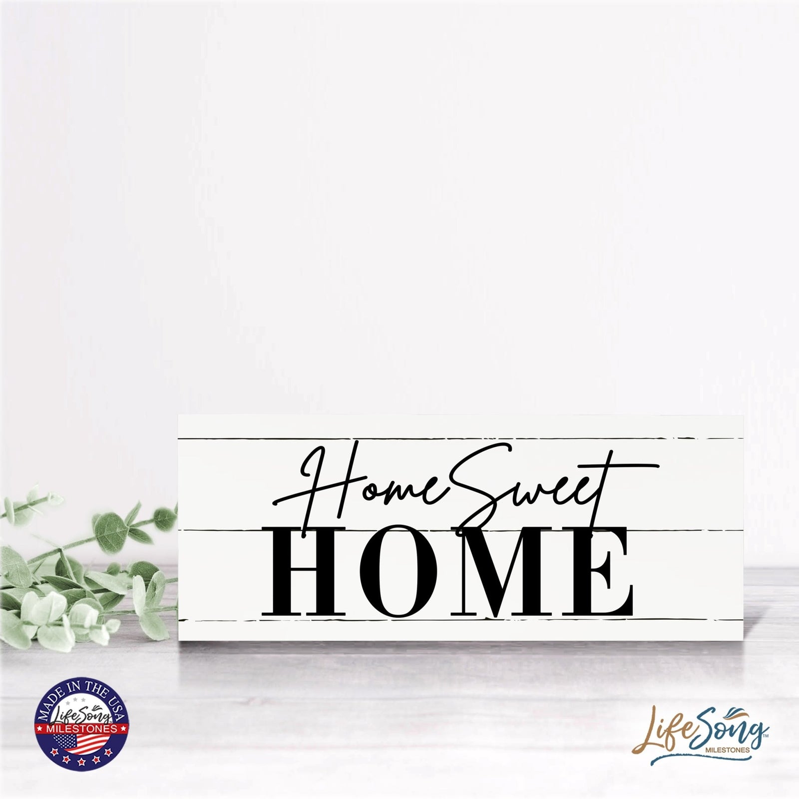 Inspirational Bible Quote Tabletop and Wall Decoration 10x4 - Home Sweet Home - LifeSong Milestones