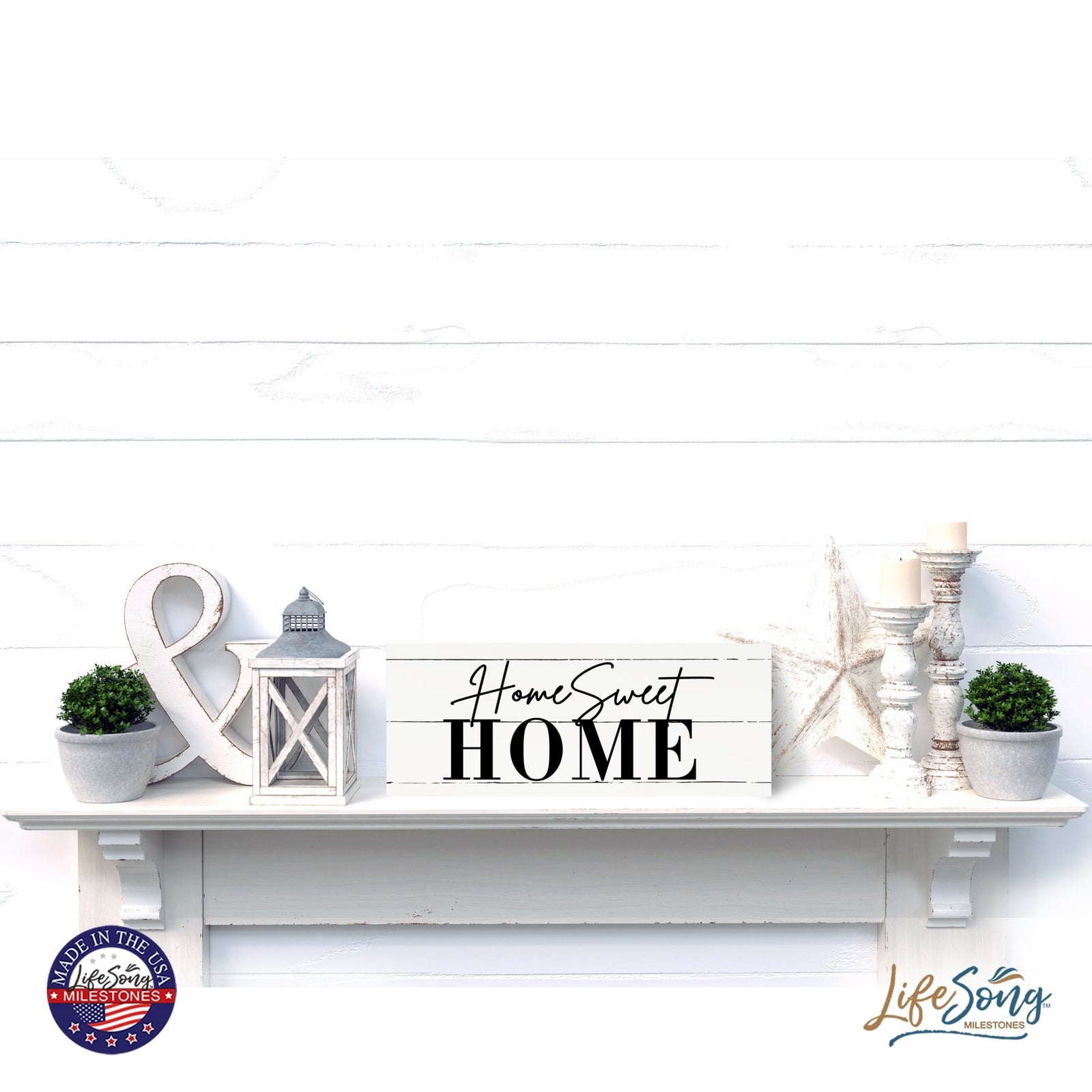 Inspirational Bible Quote Tabletop and Wall Decoration 10x4 - Home Sweet Home - LifeSong Milestones