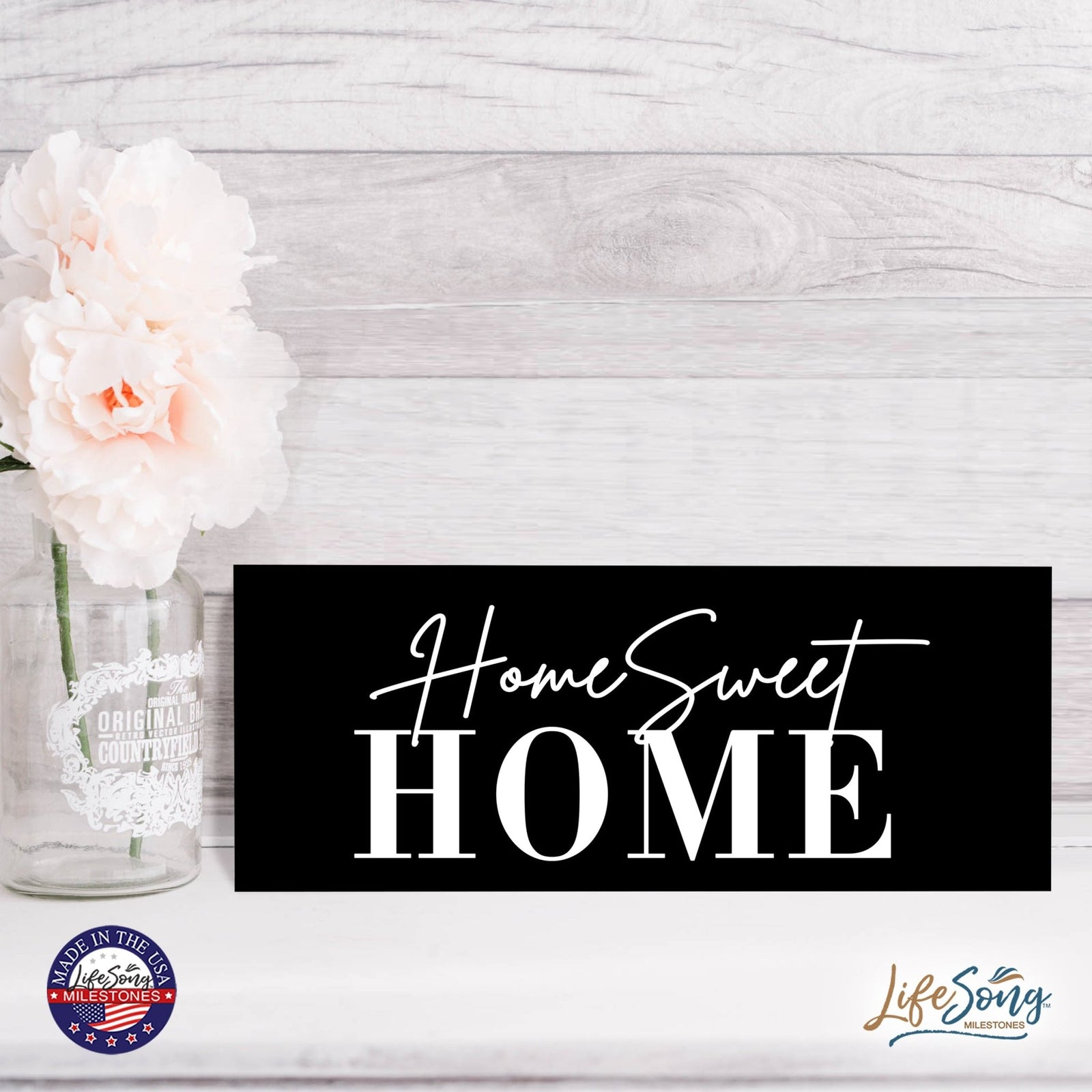 Inspirational Bible Quote Tabletop and Wall Decoration 10x4 - Home Sweet Home - LifeSong Milestones