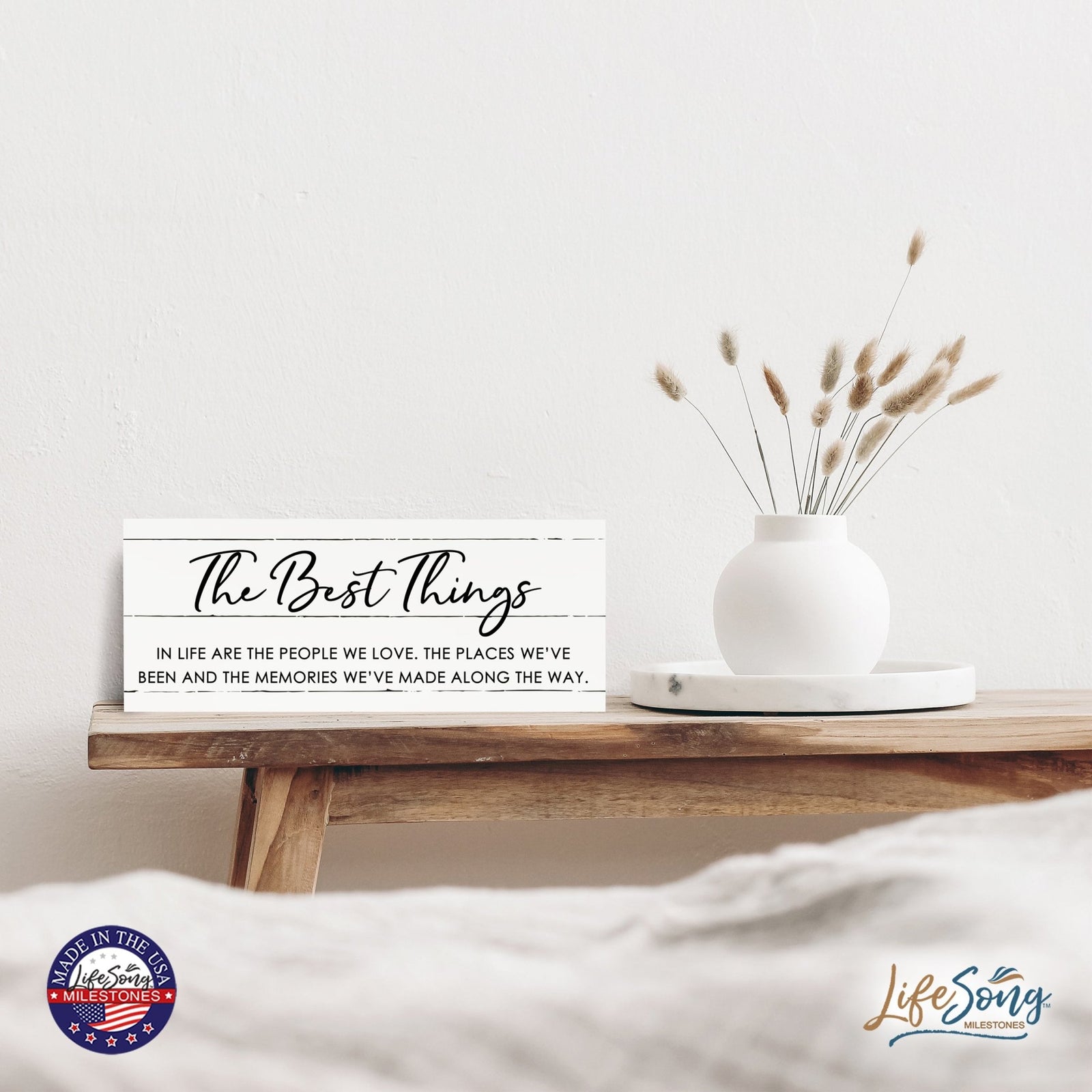 Inspirational Bible Quote Tabletop and Wall Decoration 10x4 - The Best Things - LifeSong Milestones