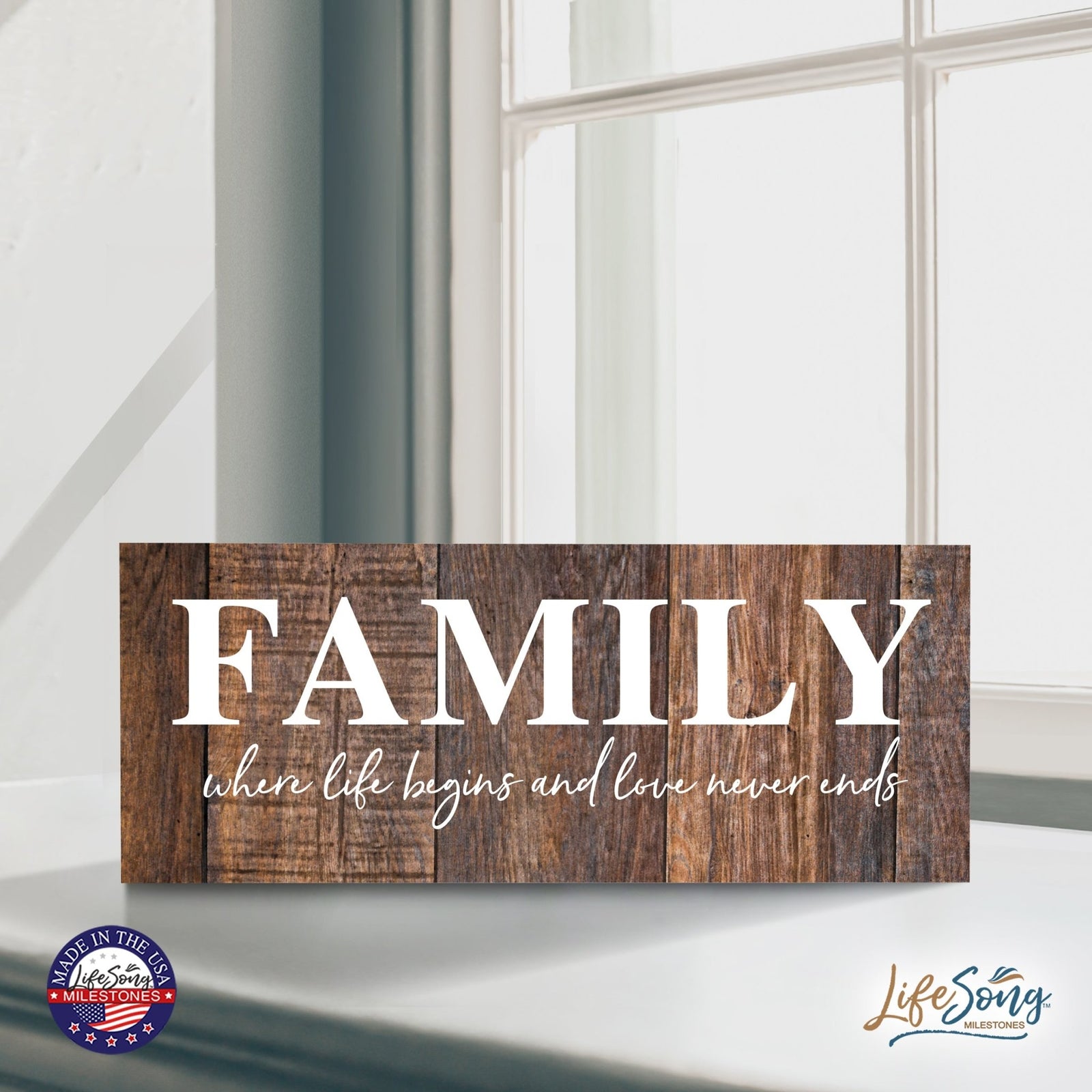 Inspirational Bible Quote Tabletop and Wall Decoration 10x4 - Where Life Begins - LifeSong Milestones