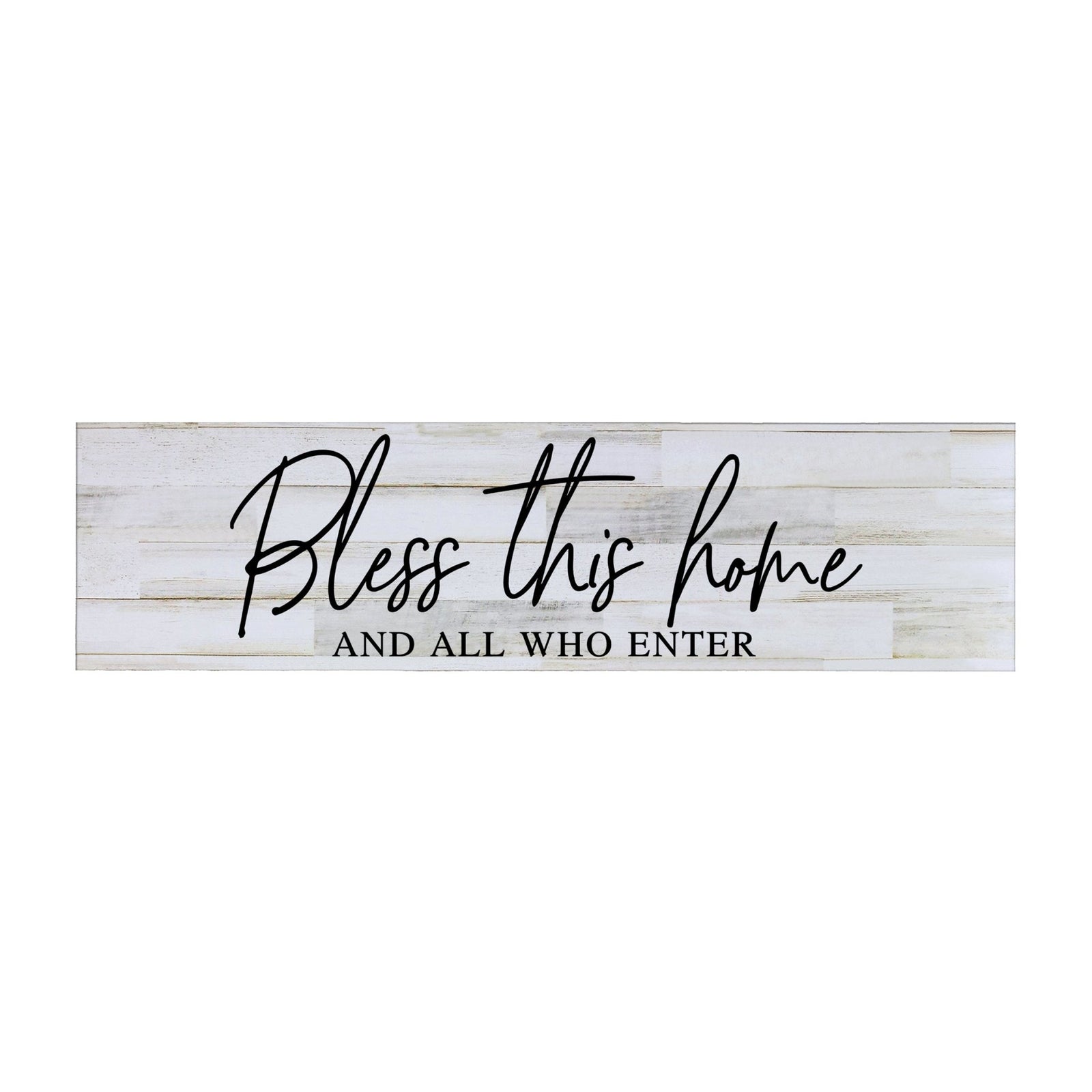 Inspirational Everyday Home and Family Wooden Wall Art Hanging Plaque 10 x 40 – Bless This Home - LifeSong Milestones